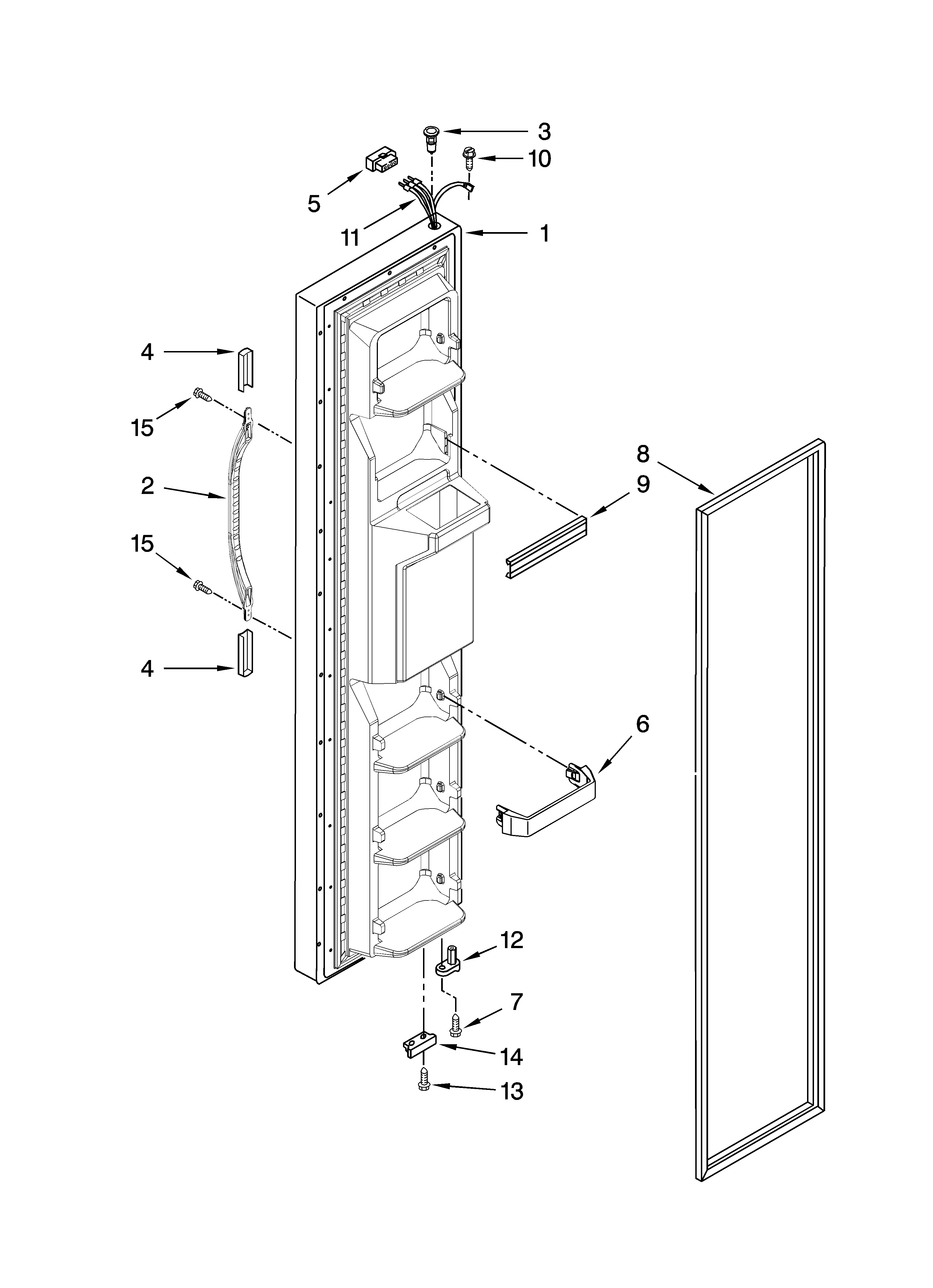 Kenmore 10659522801 freezer door parts diagram