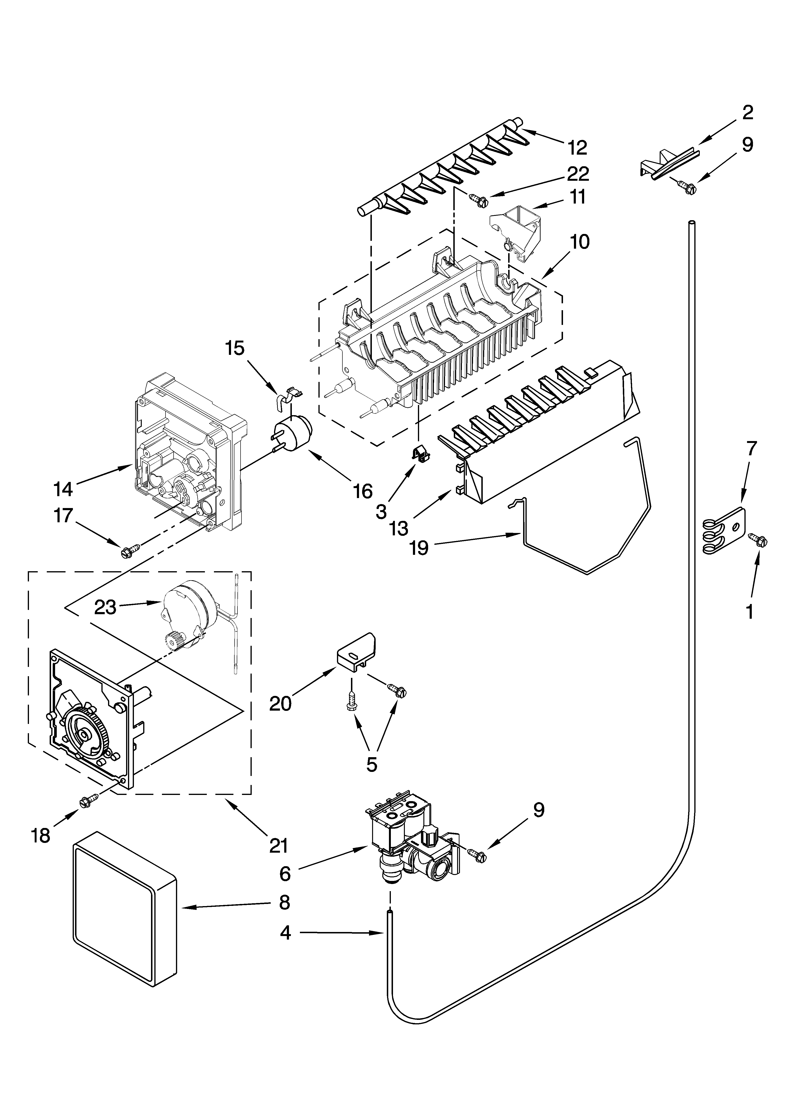 Kenmore 10659522801 icemaker parts diagram