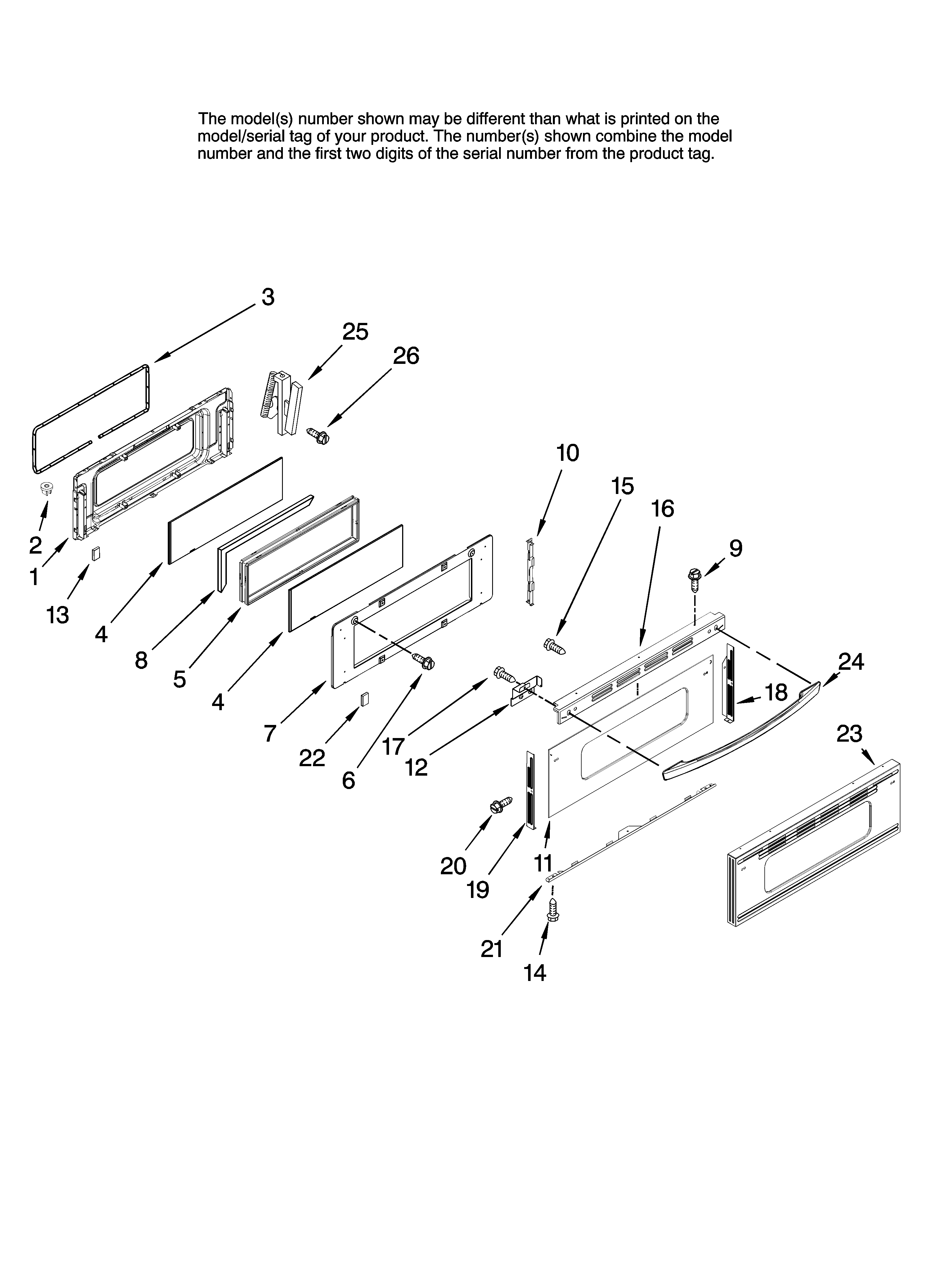 Kenmore Elite 66578002801 upper door parts diagram