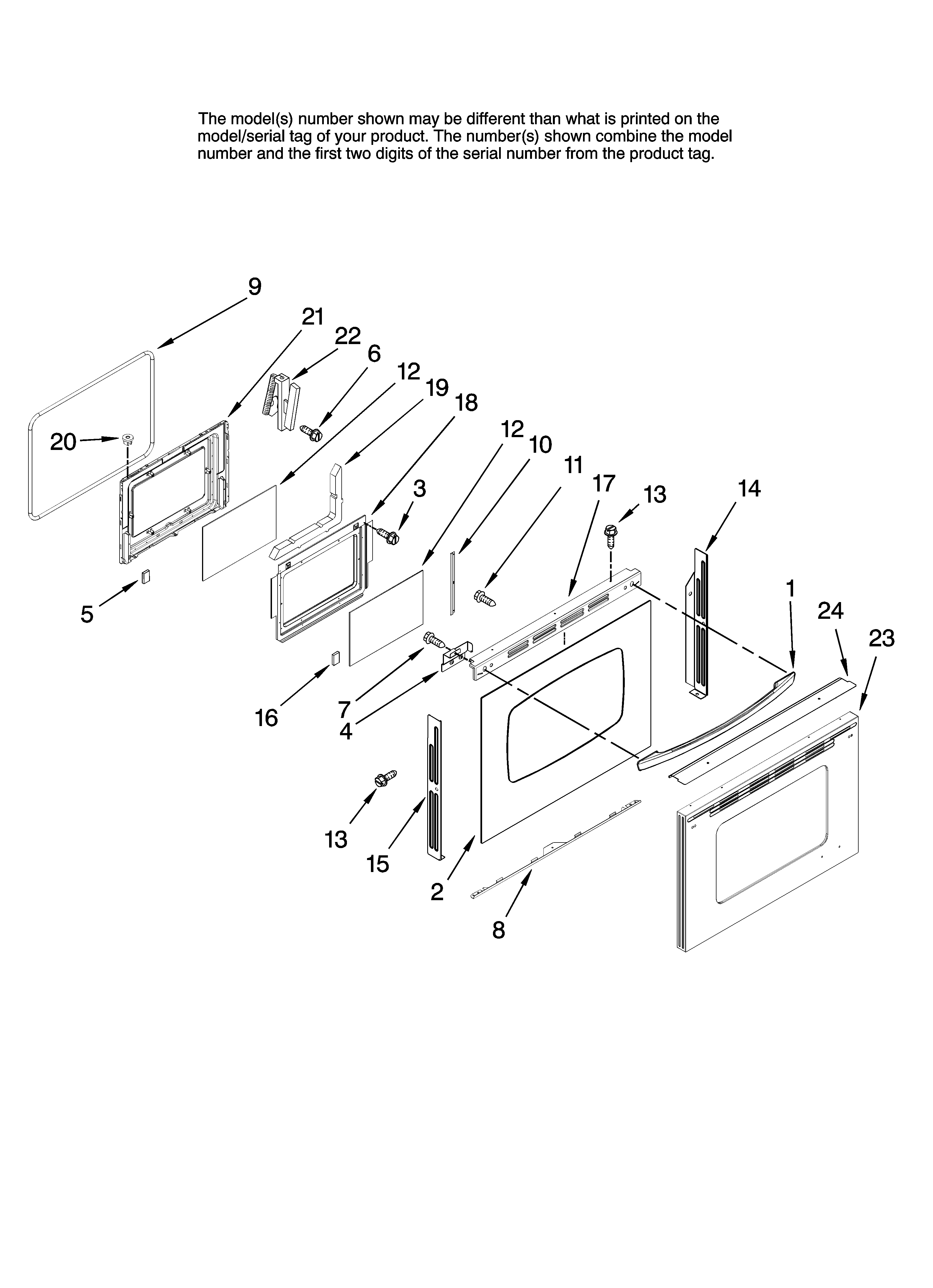 Kenmore Elite 66578002801 lower door parts diagram