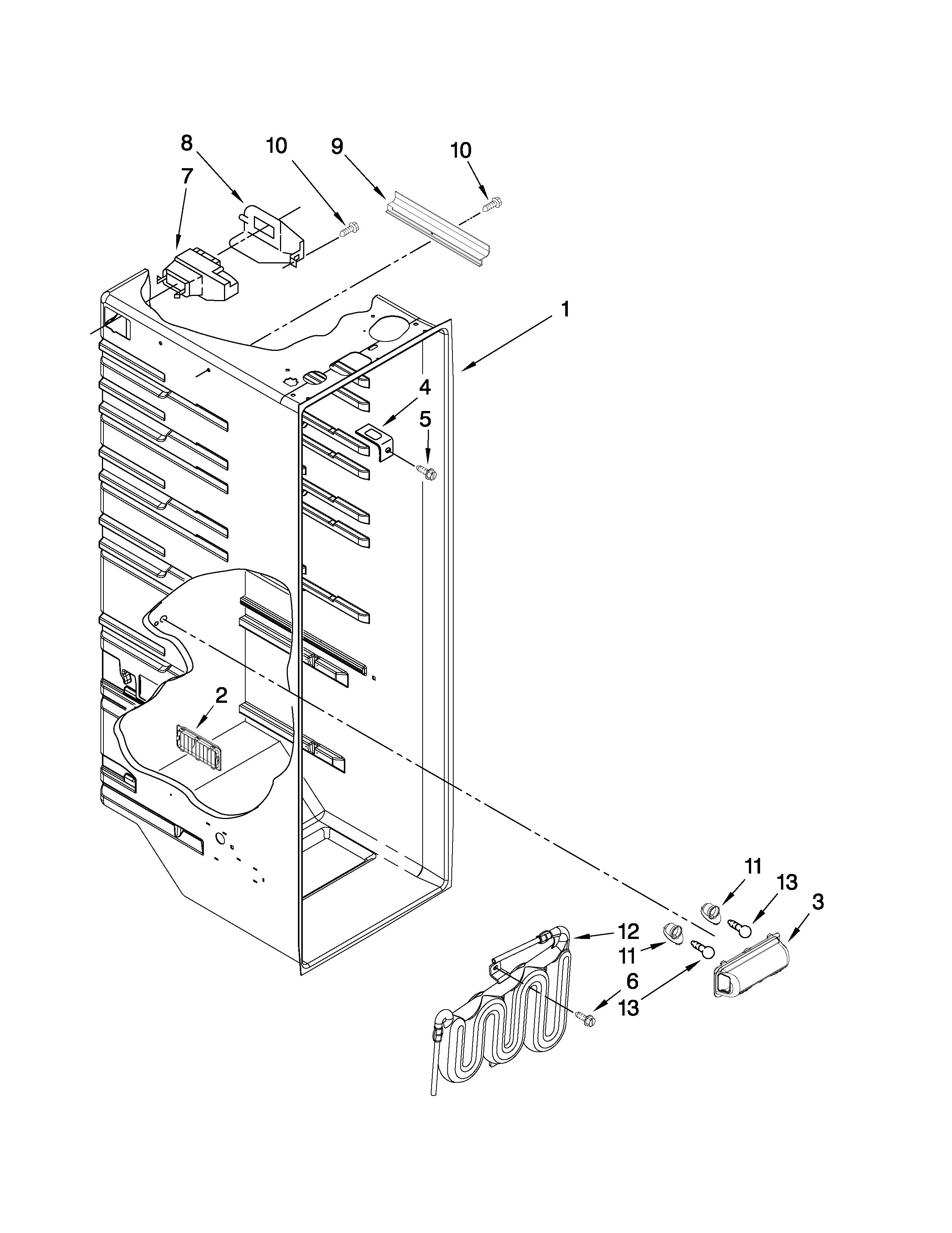 Kenmore 10658153801 refrigerator liner parts diagram
