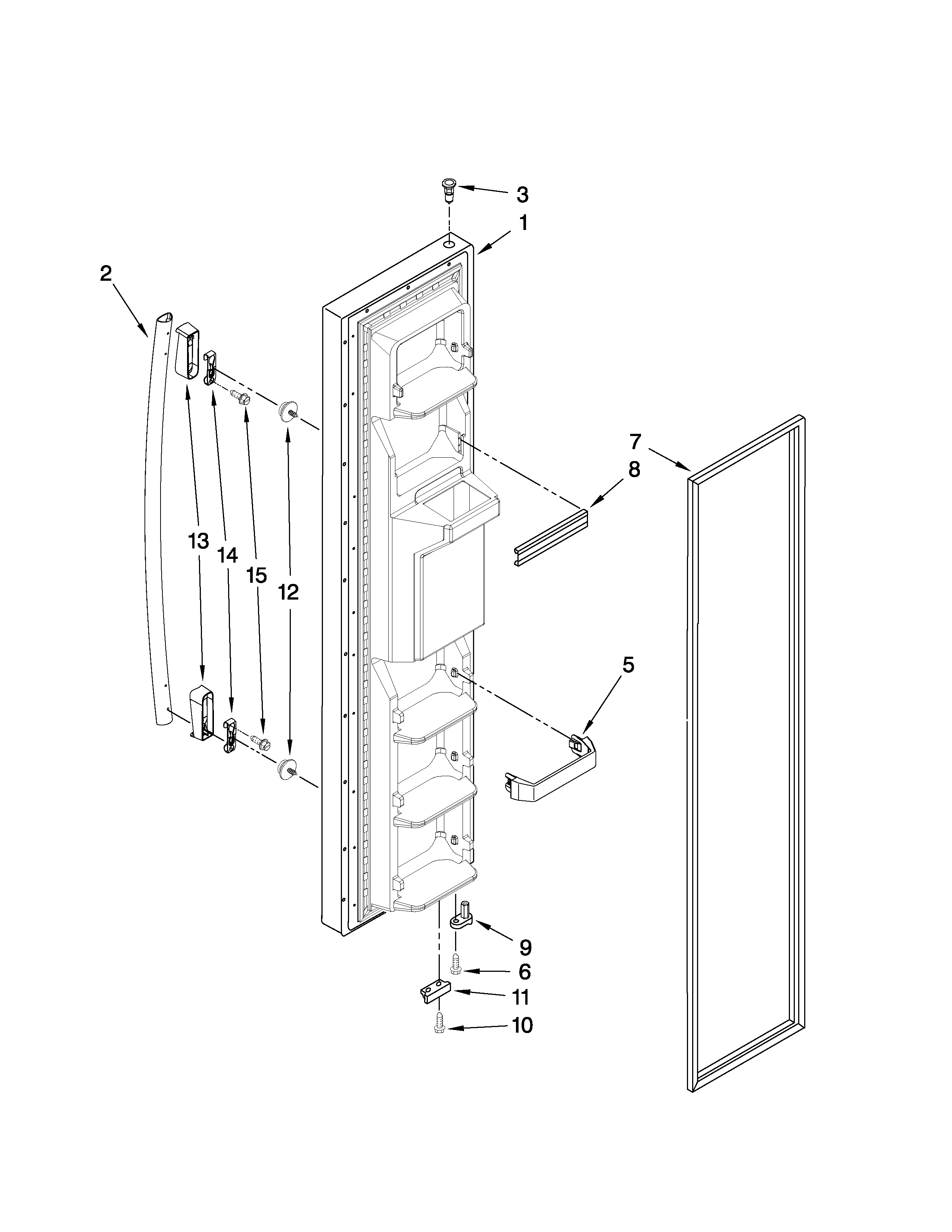Kenmore 10658153801 freezer door parts diagram