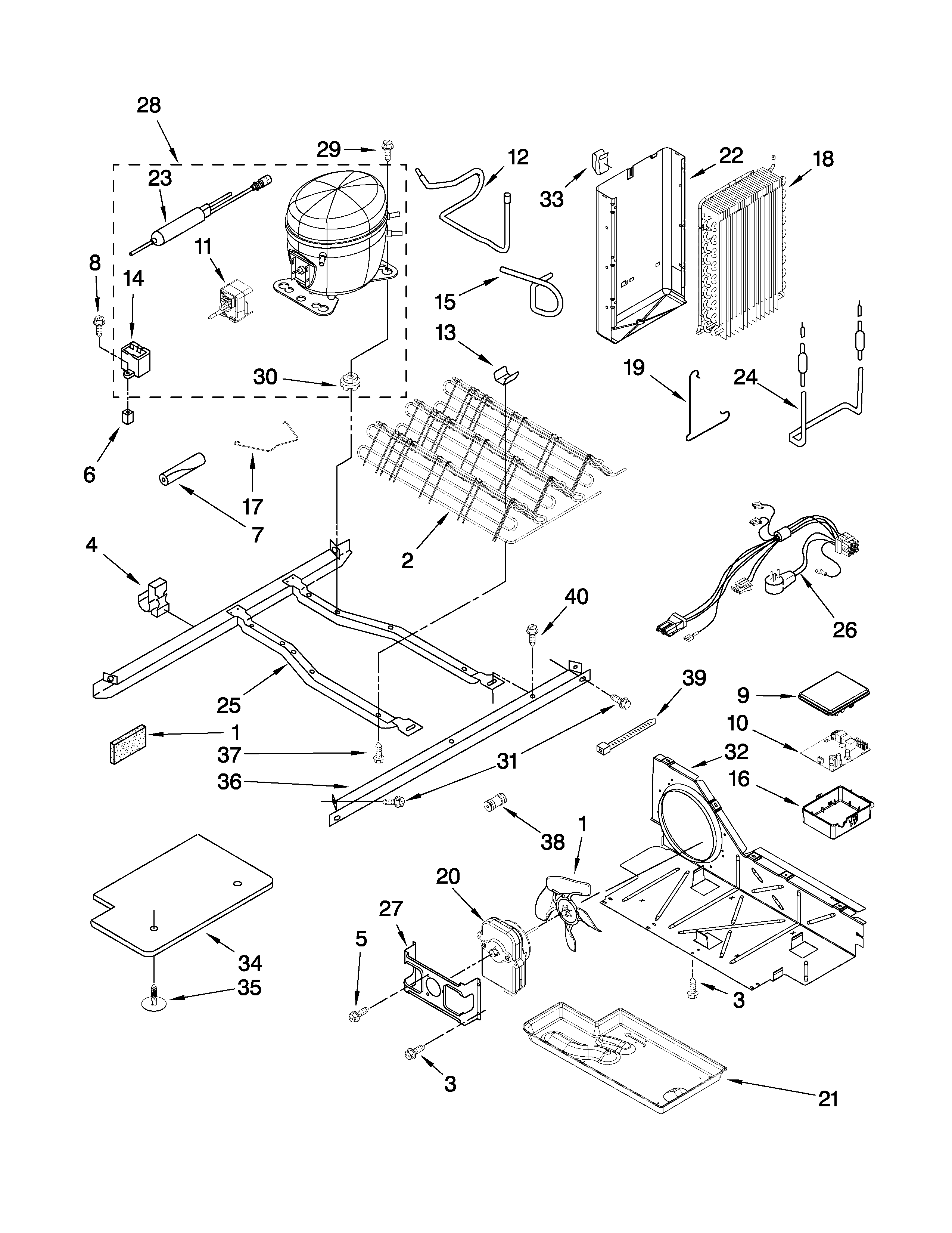 Kenmore 10658153801 unit parts diagram