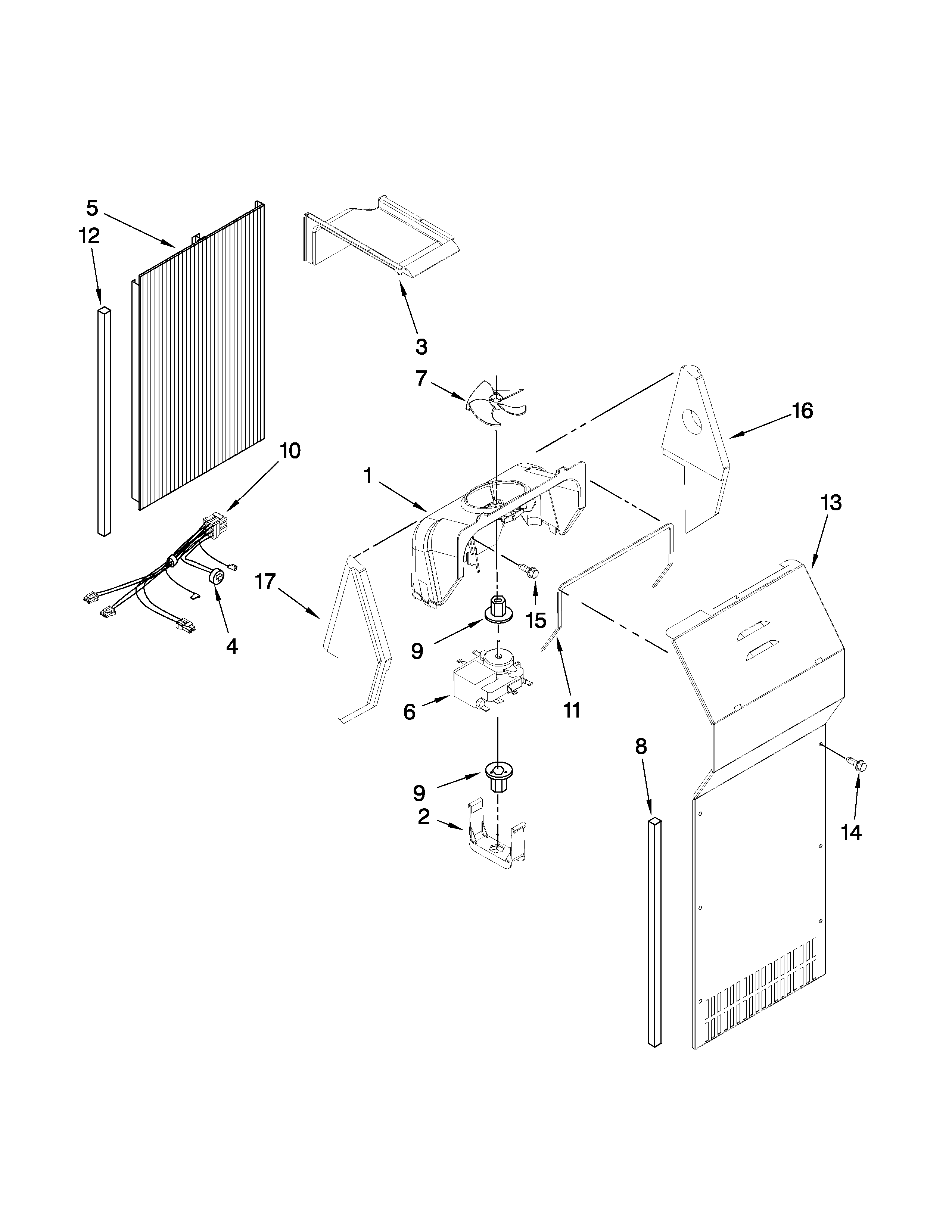 Kenmore 10658153801 air flow parts diagram