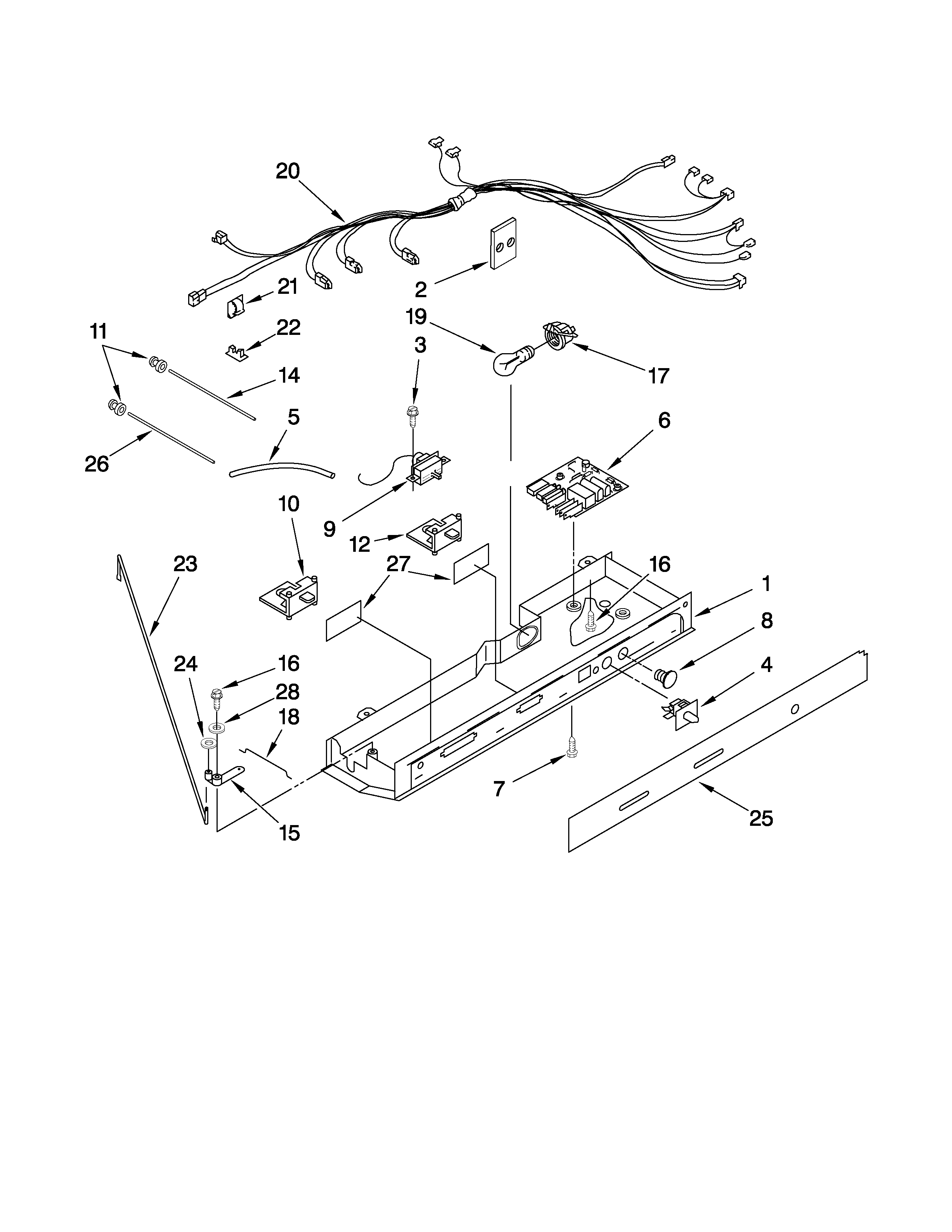 Kenmore 10658153801 control parts diagram