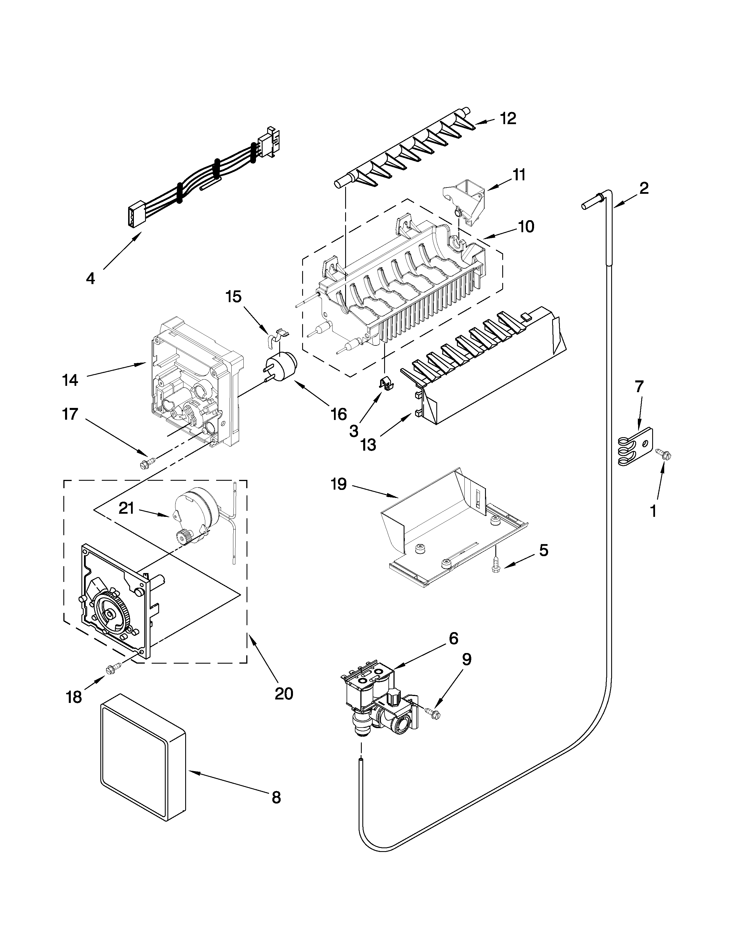 Kenmore 10658153801 icemaker parts diagram