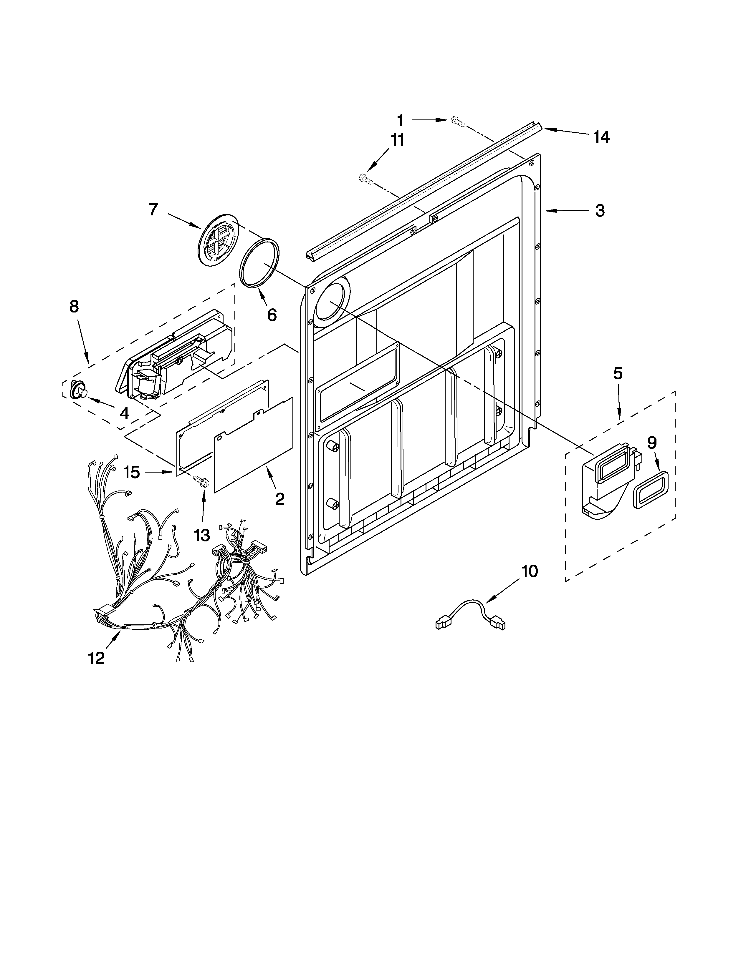 Kenmore 66513832K602 door and latch parts diagram