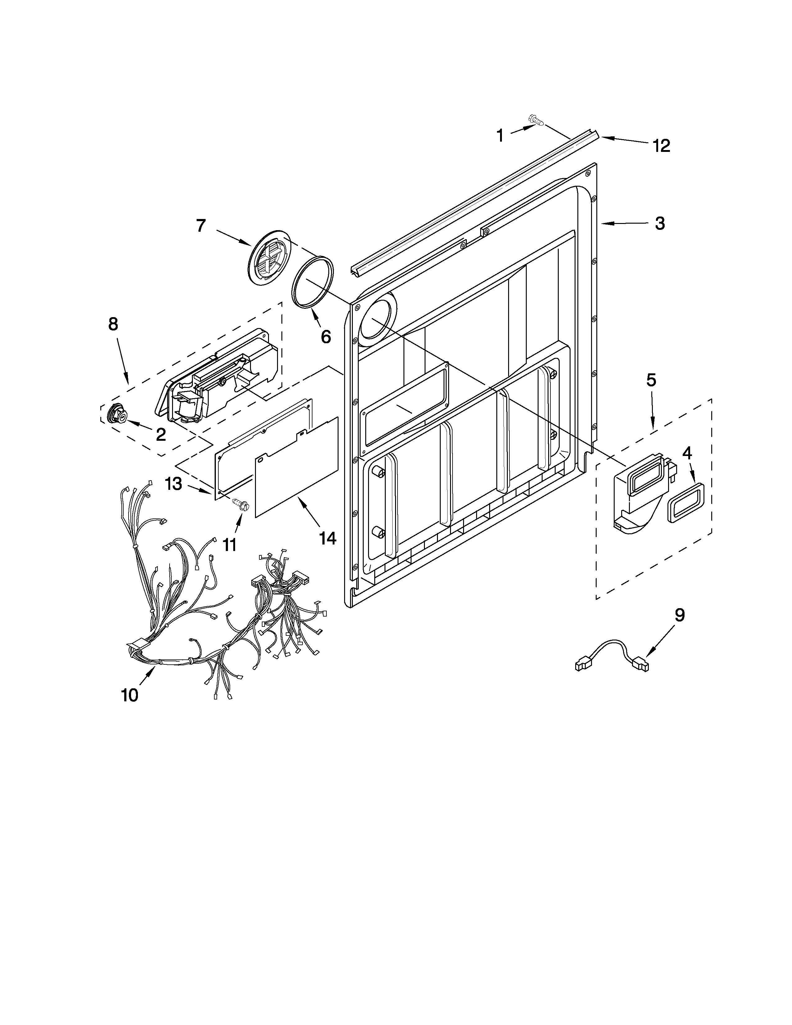 Kenmore 66513484K901 door and latch parts diagram