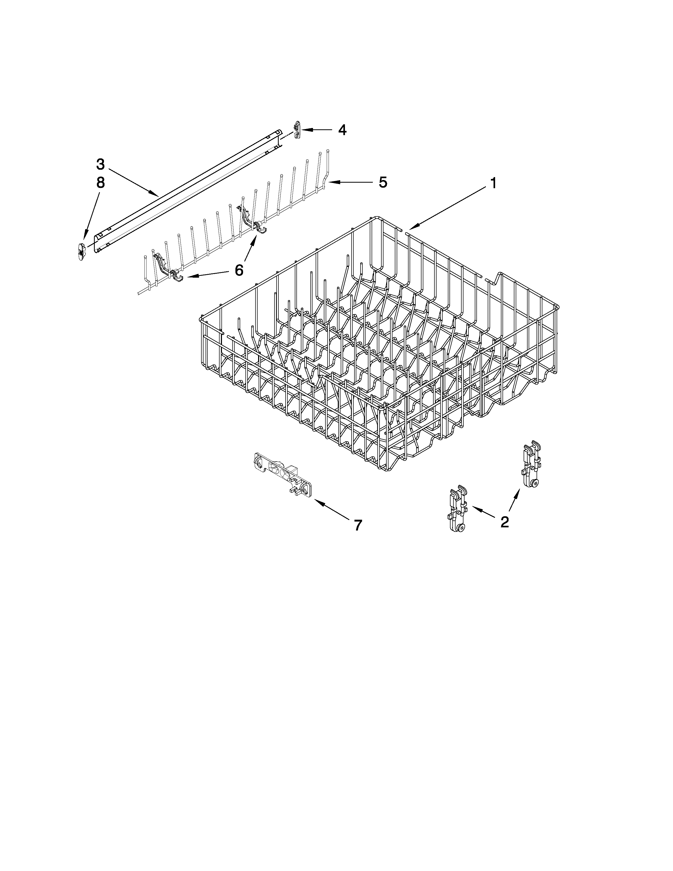 Kenmore 66513484K901 upper rack and track parts diagram