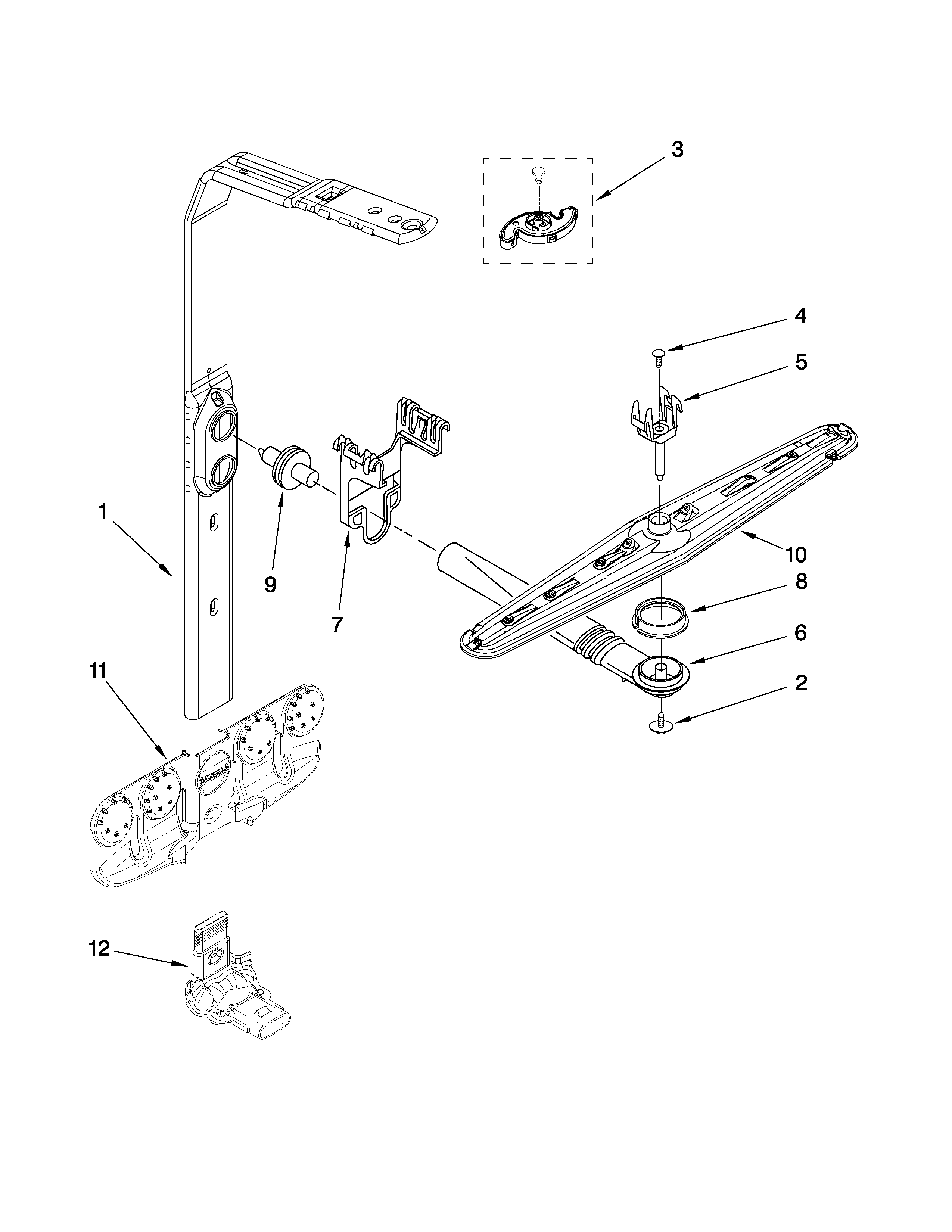 Kenmore 66513484K901 upper wash and rinse parts diagram