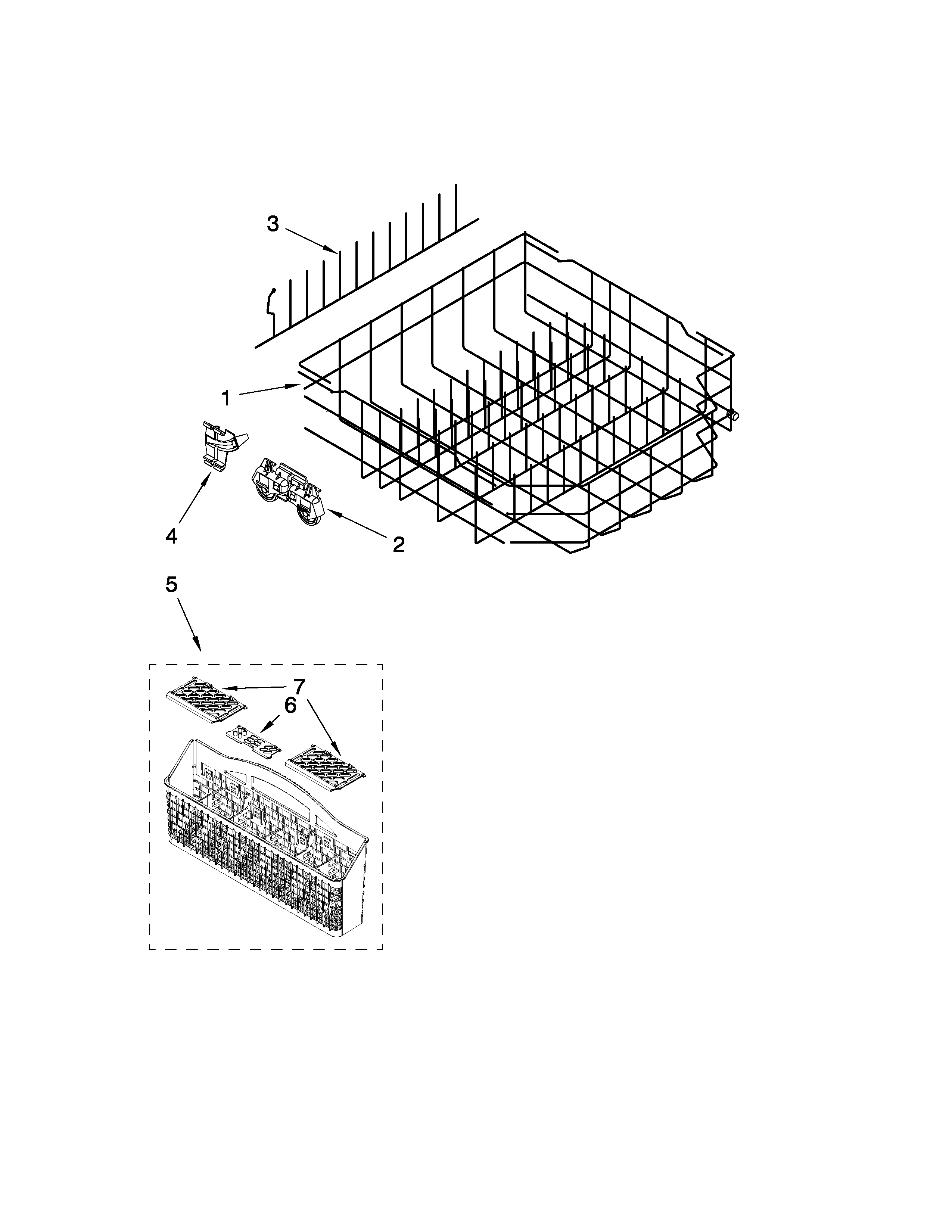 Kenmore Elite 66513103K901 lower rack parts diagram