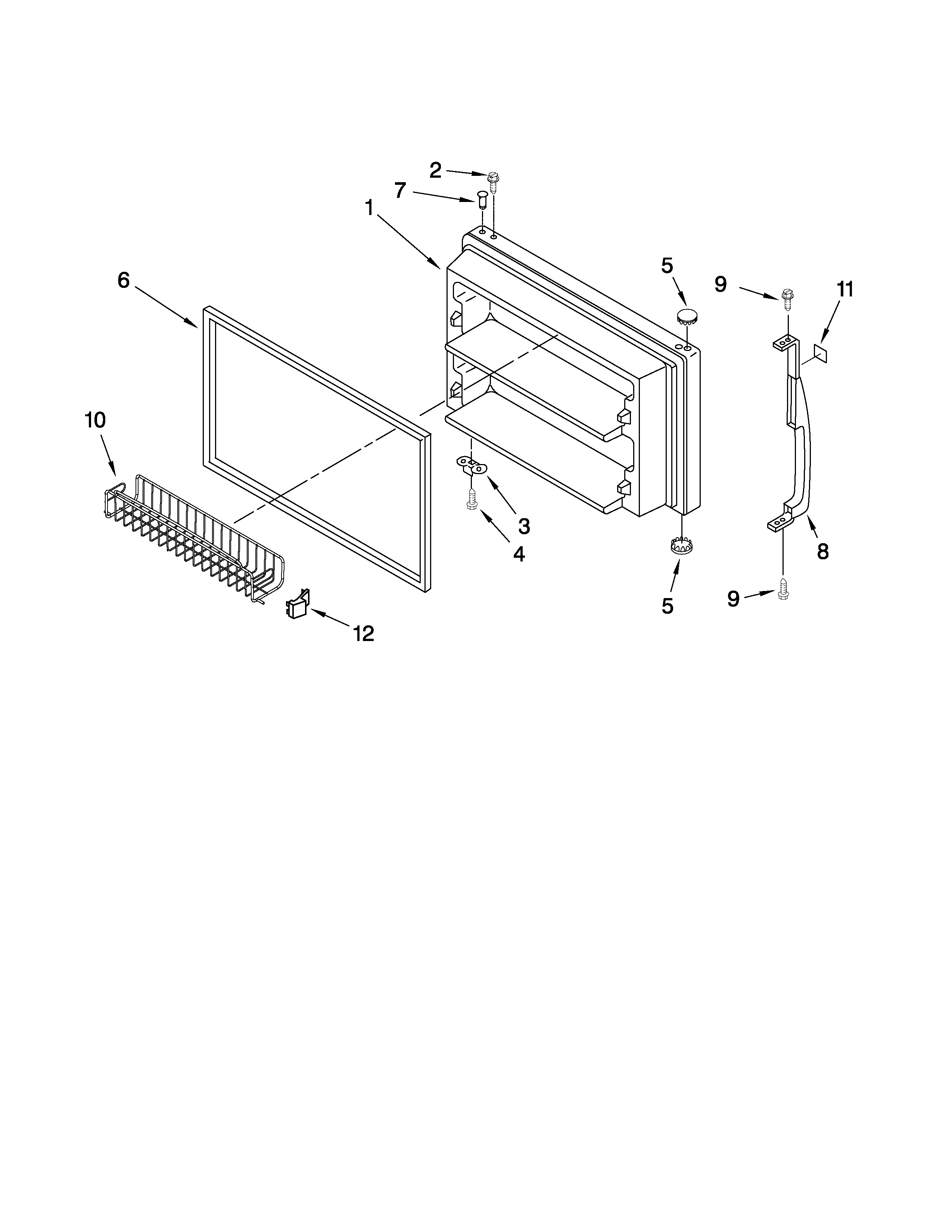 Kenmore 10667973802 freezer door parts diagram