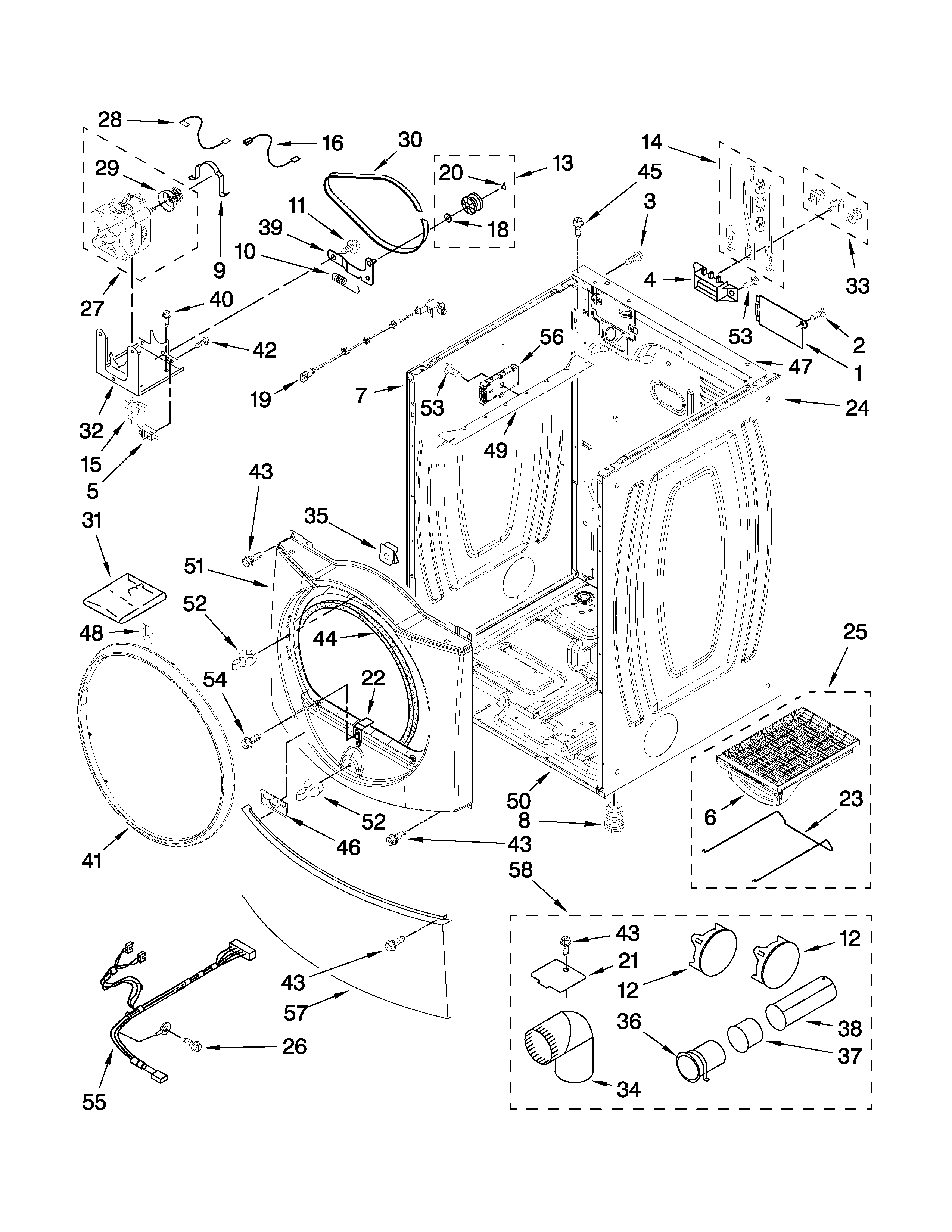 Kenmore Elite 11087729701 cabinet parts diagram