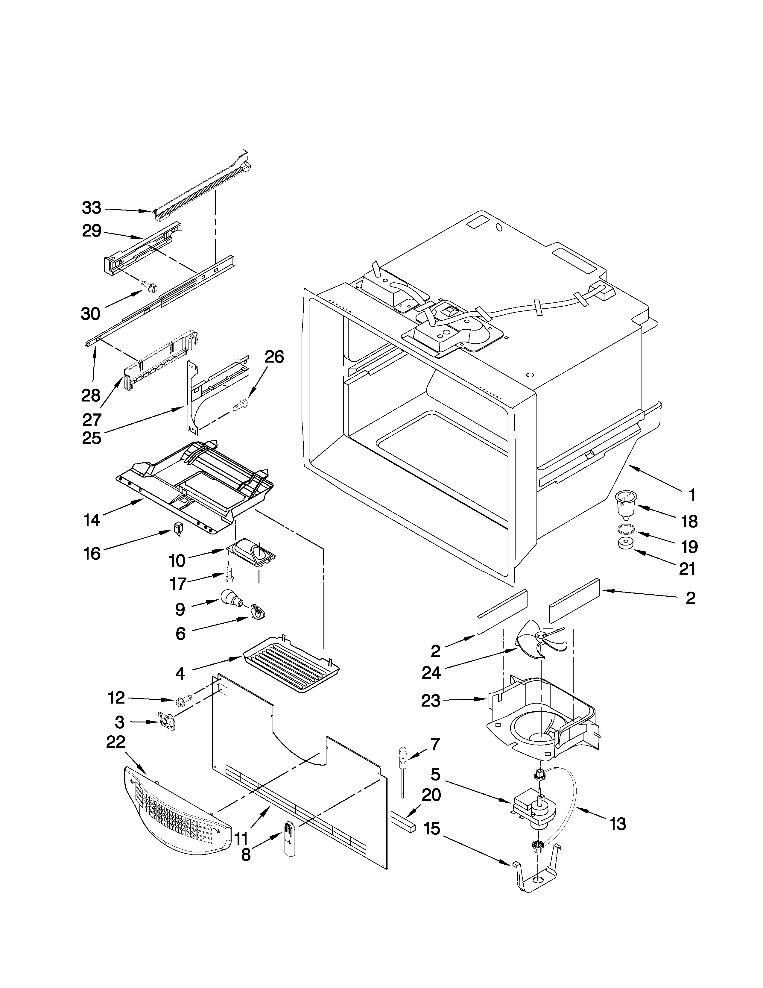 Kenmore Elite 59678282900 freezer liner parts diagram
