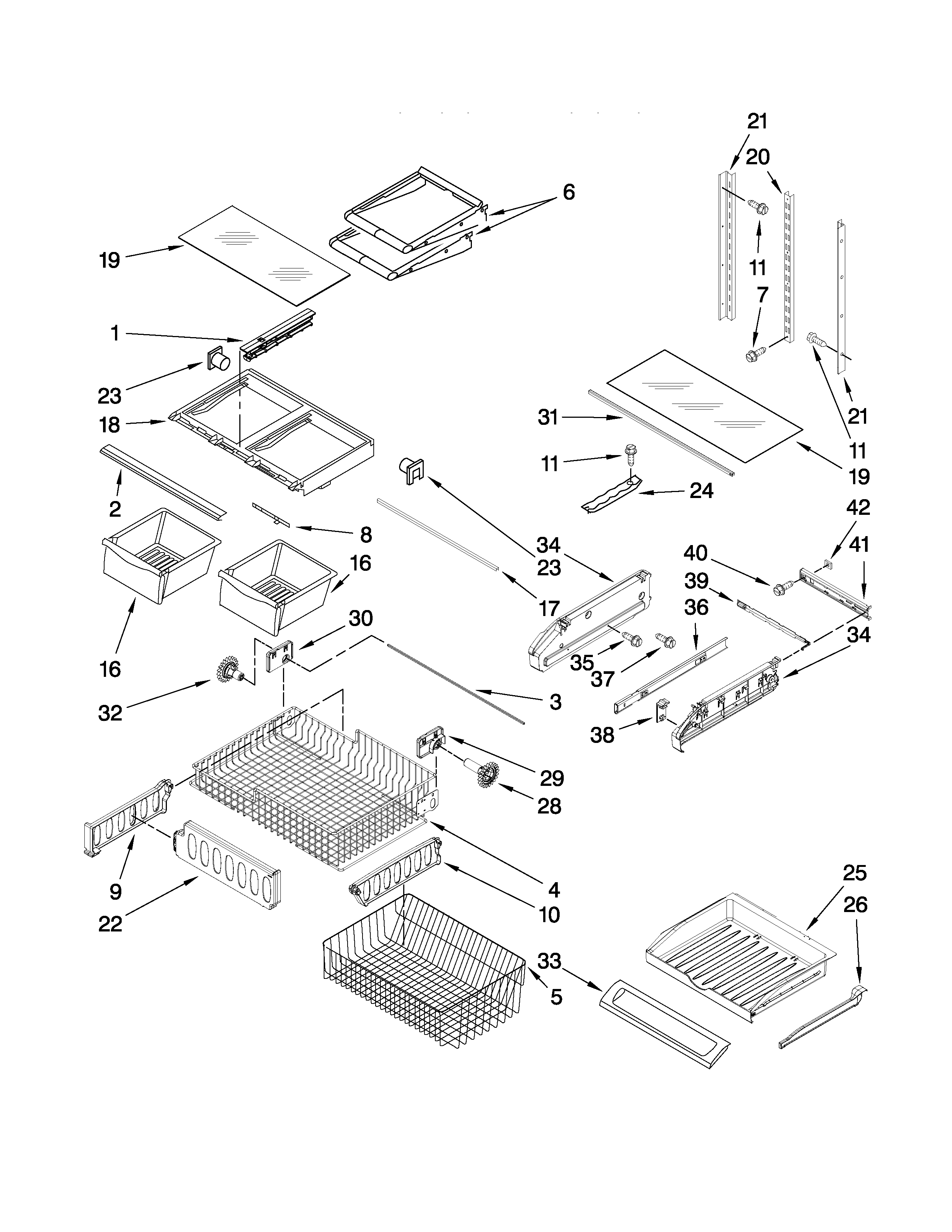 Kenmore Elite 59678282900 shelf parts diagram