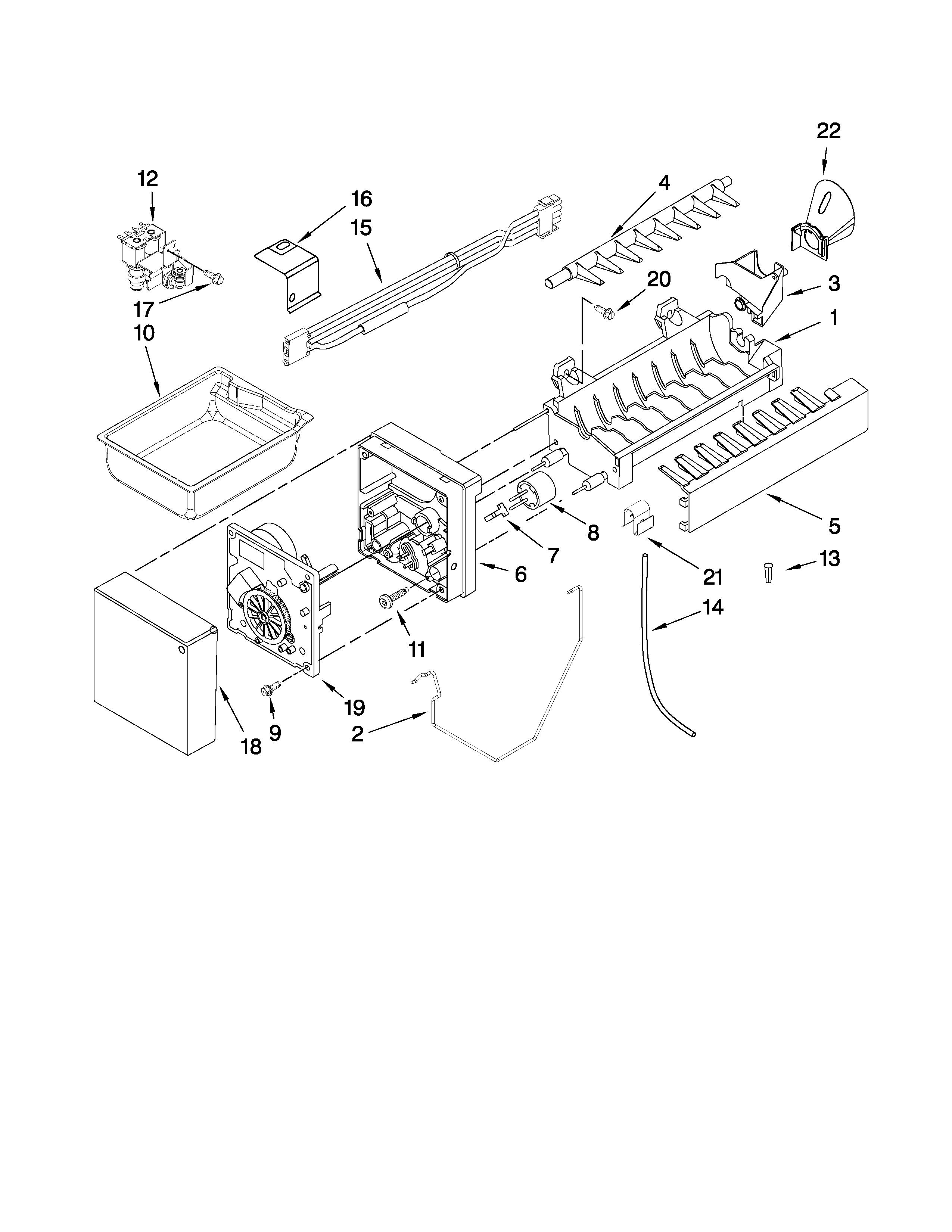 Kenmore Elite 59677603802 icemaker parts diagram