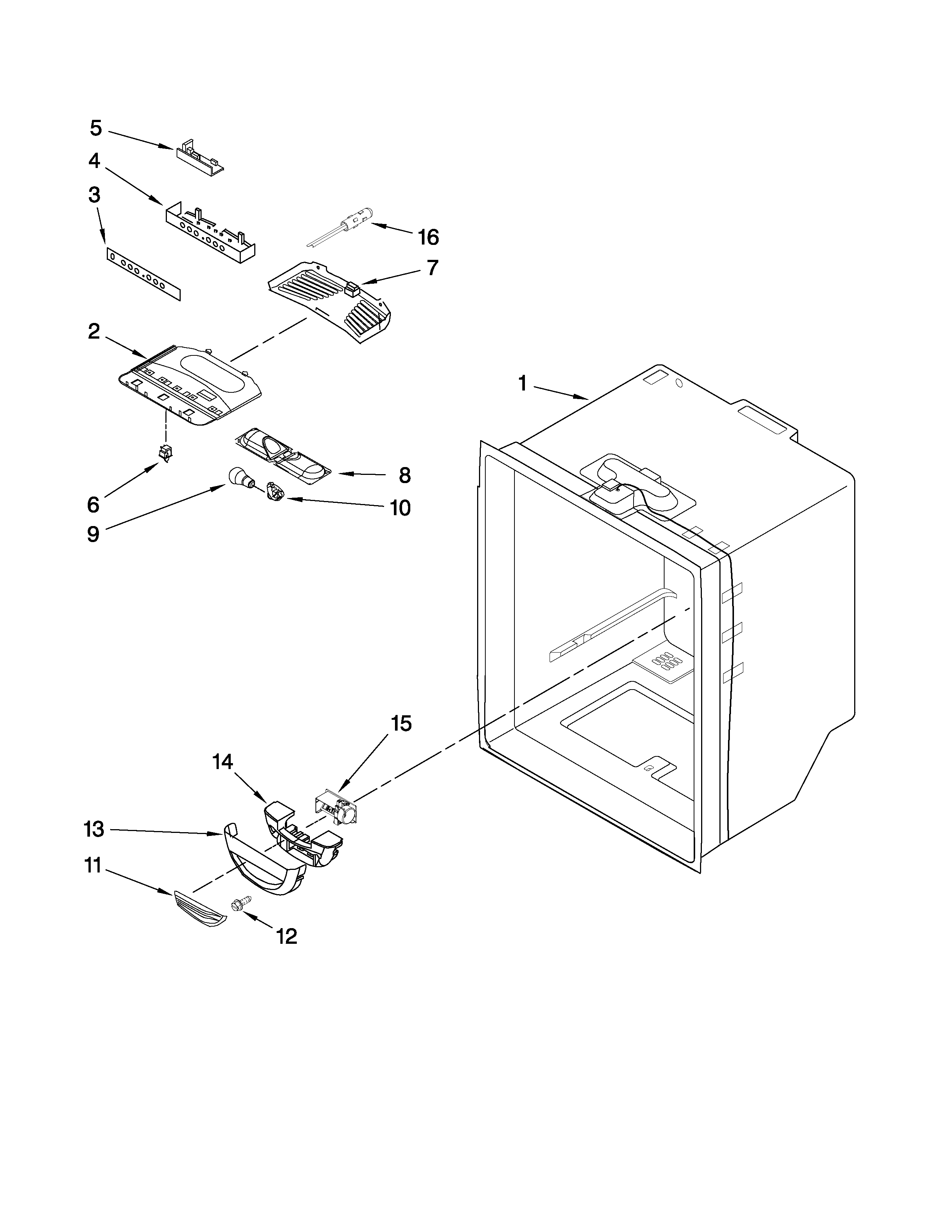 Kenmore Elite 59678583802 refrigerator liner parts diagram