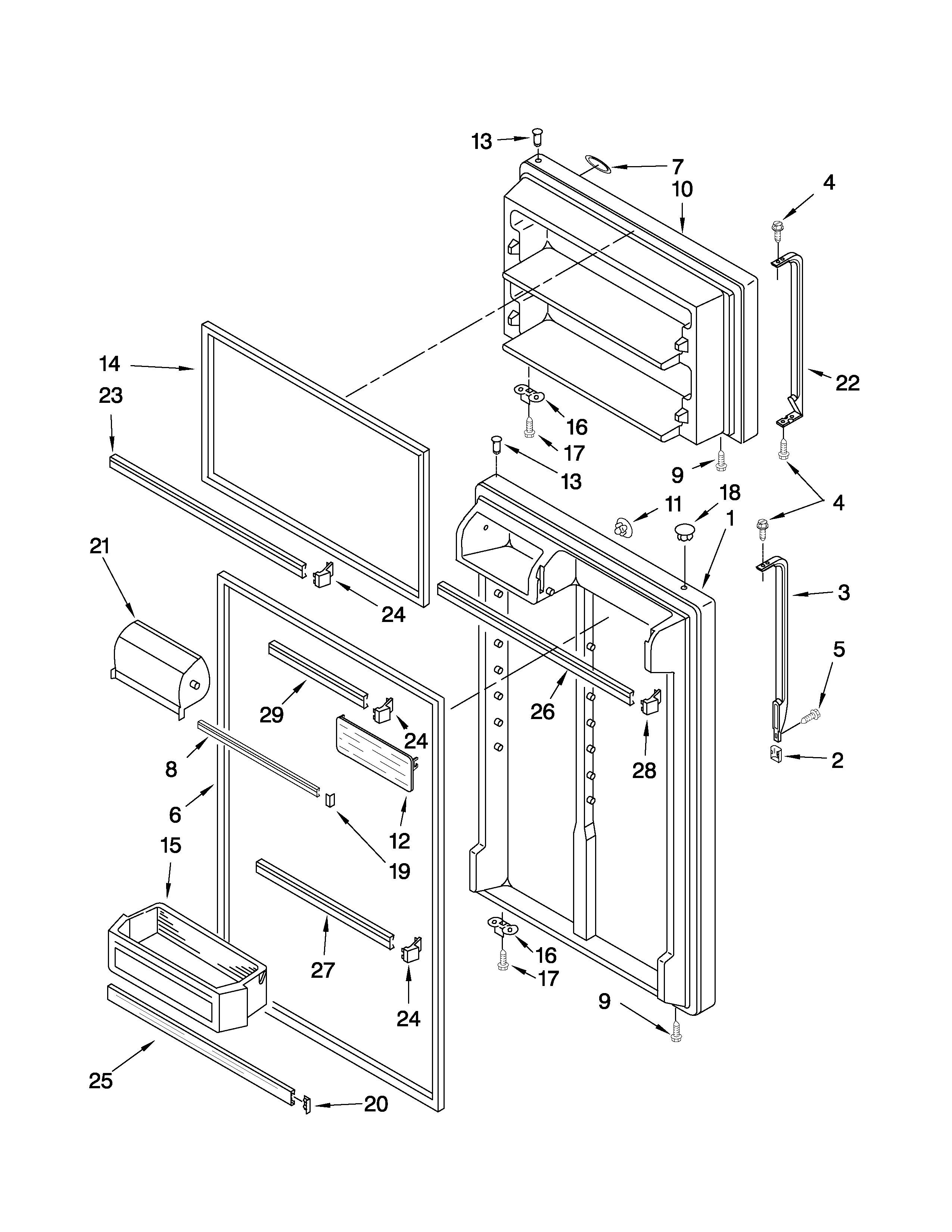 Kenmore 10660232900 door parts diagram