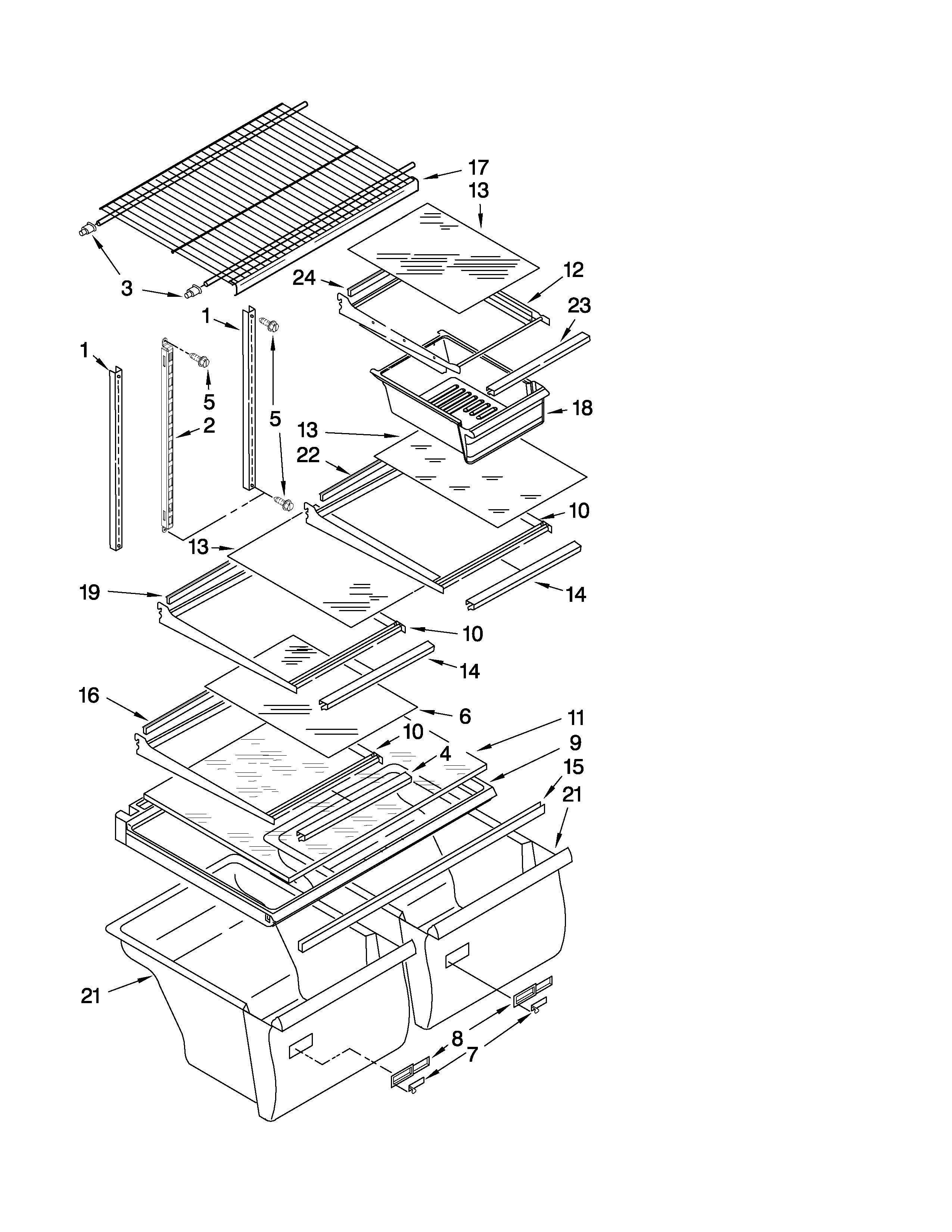 Kenmore 10660232900 shelf parts diagram