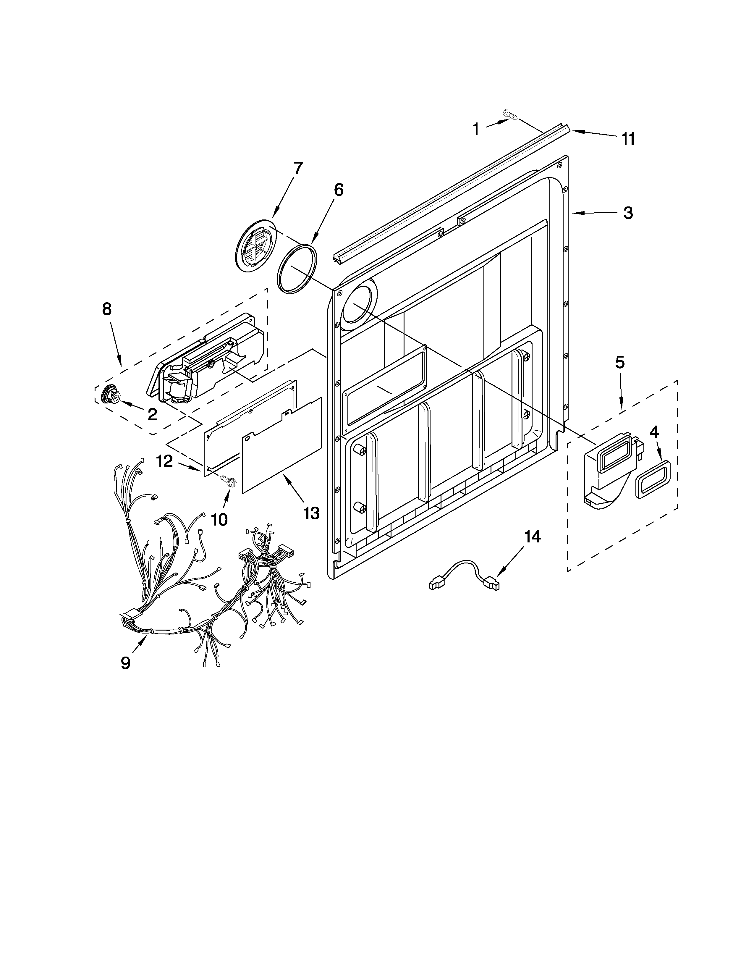 Kenmore 66513459K901 door and latch parts diagram
