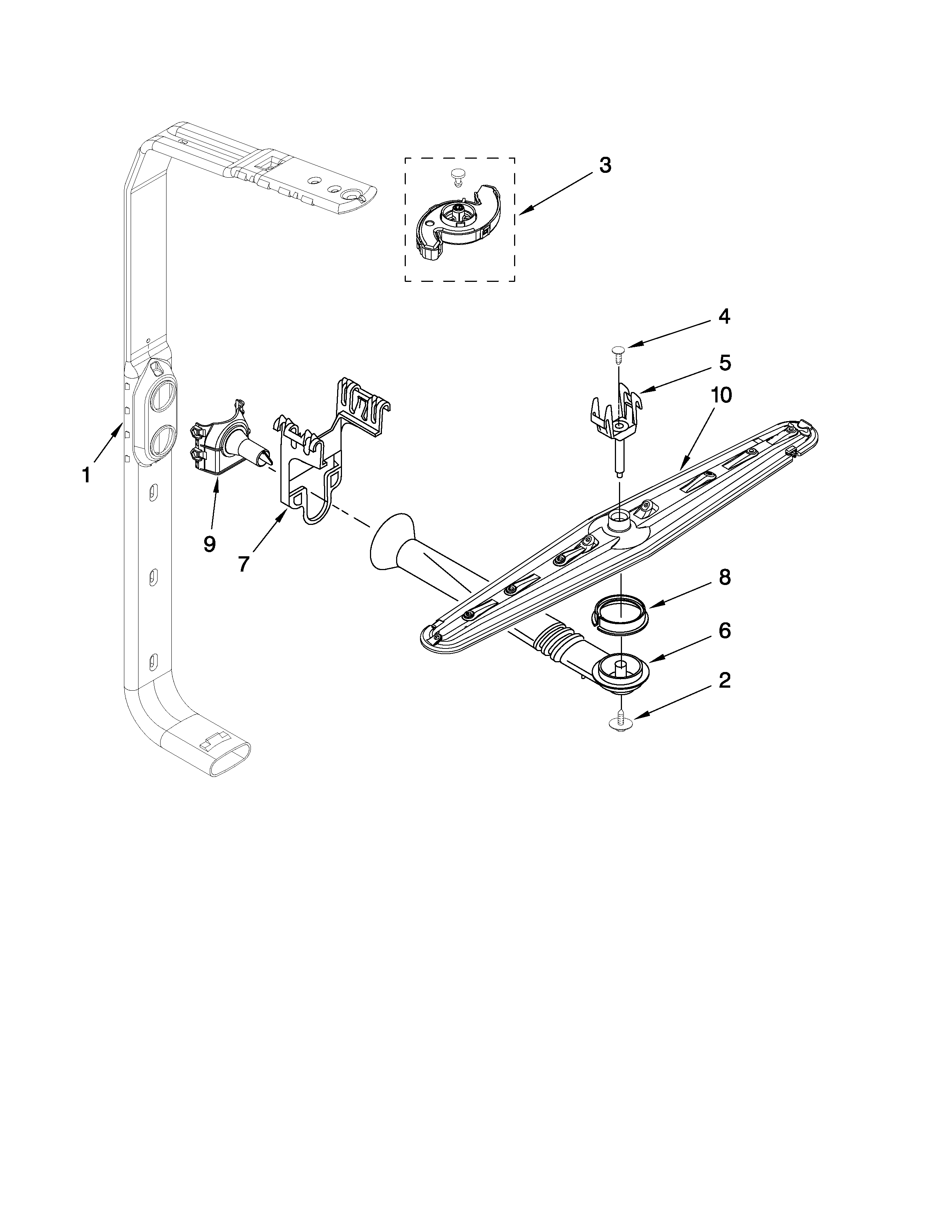 Kenmore 66513459K901 upper wash and rinse parts diagram