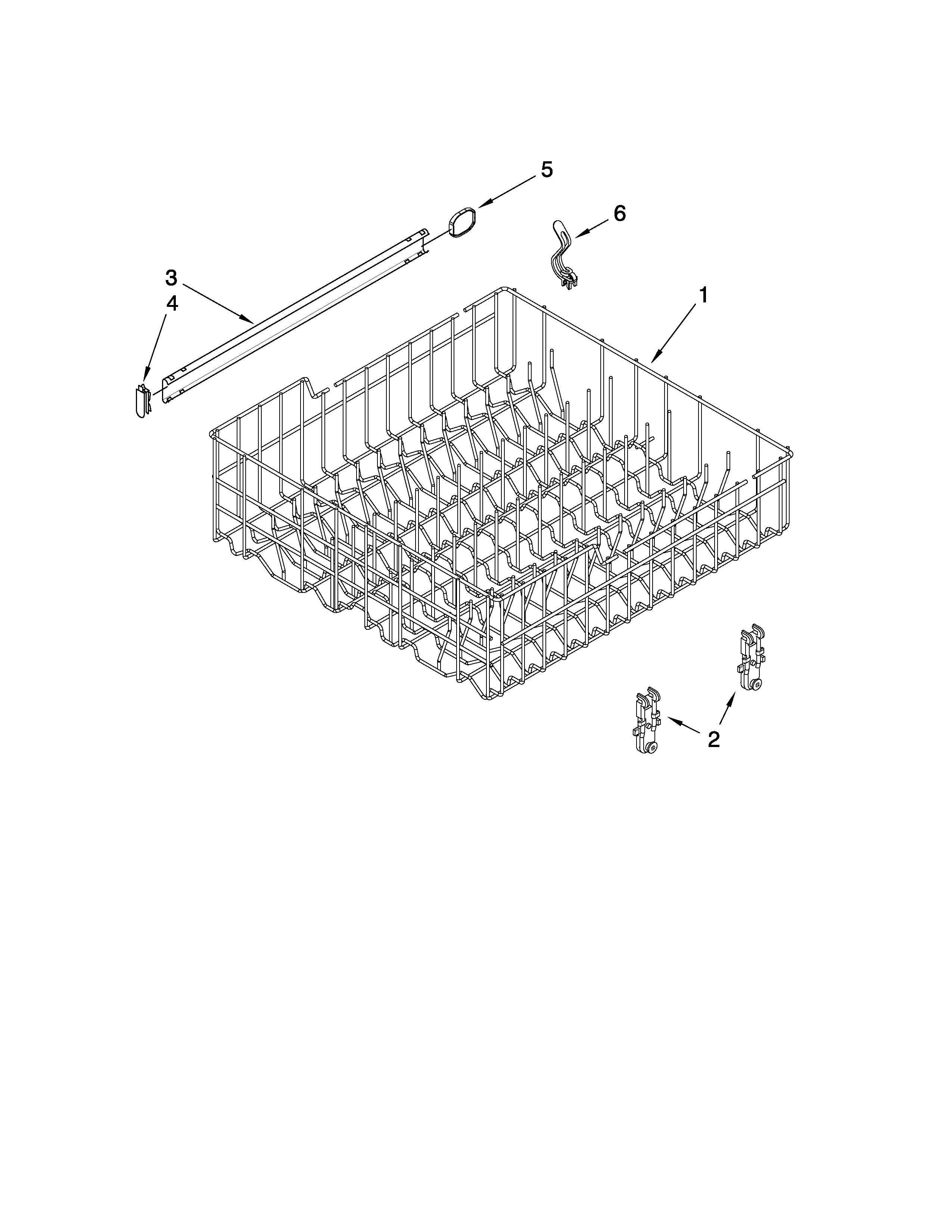 Kenmore 66513459K901 upper rack and track parts diagram