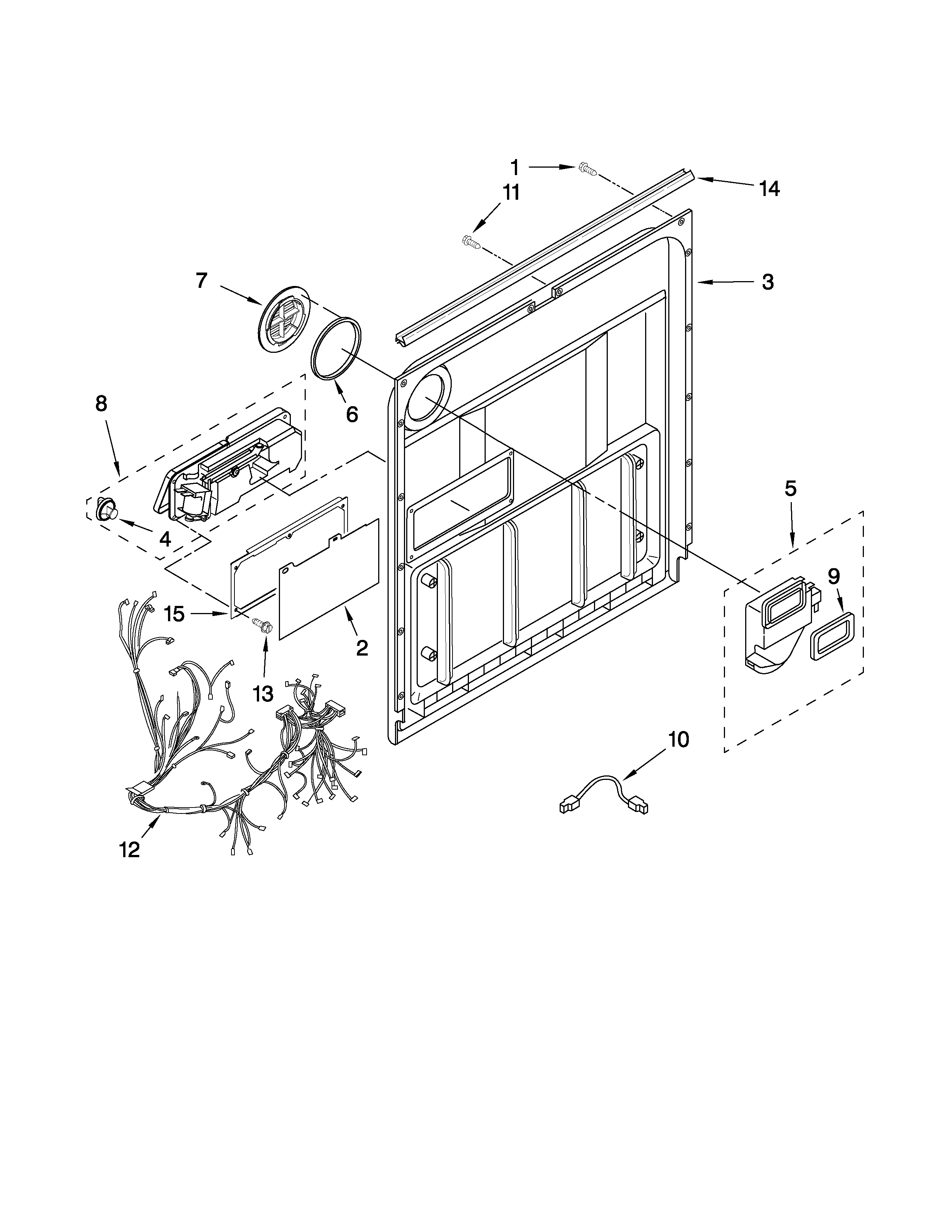 Kenmore 66513739K603 door and latch parts diagram