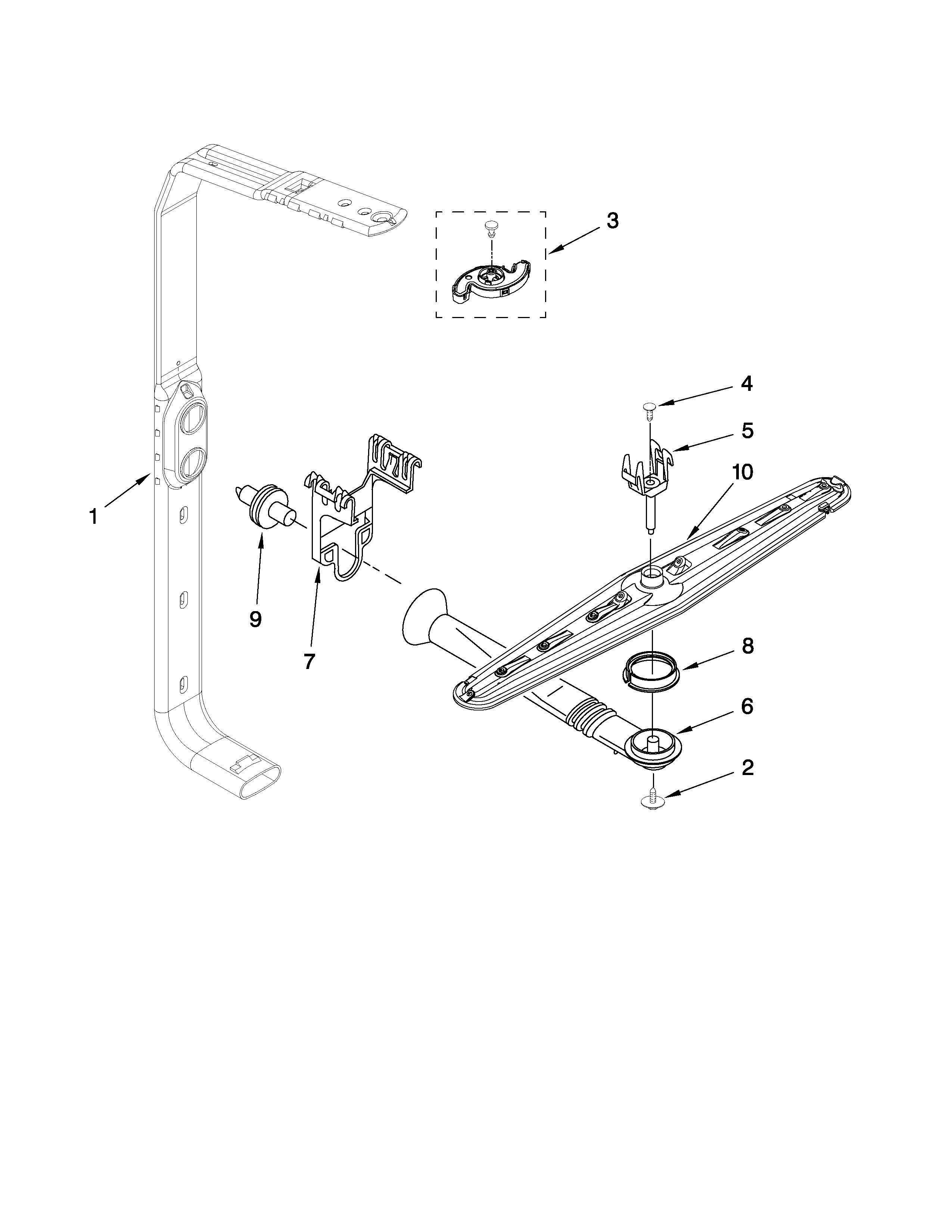 Kenmore 66513739K603 upper wash and rinse parts diagram