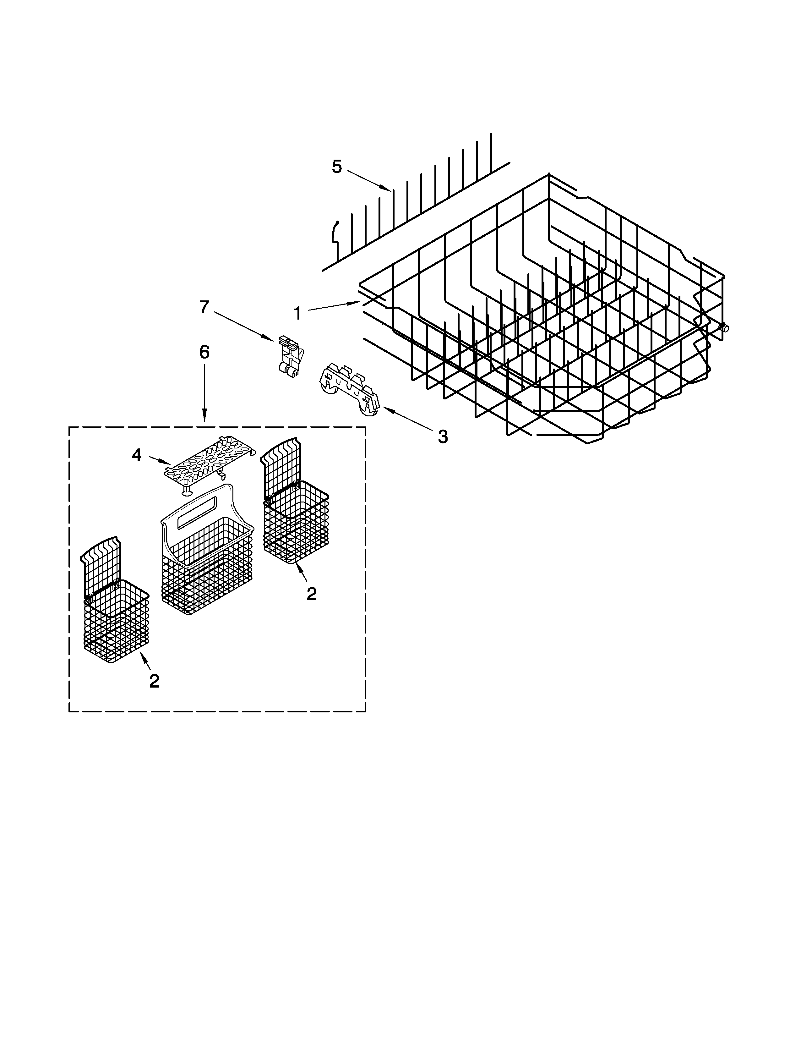 Kenmore 66513739K603 lower rack parts diagram
