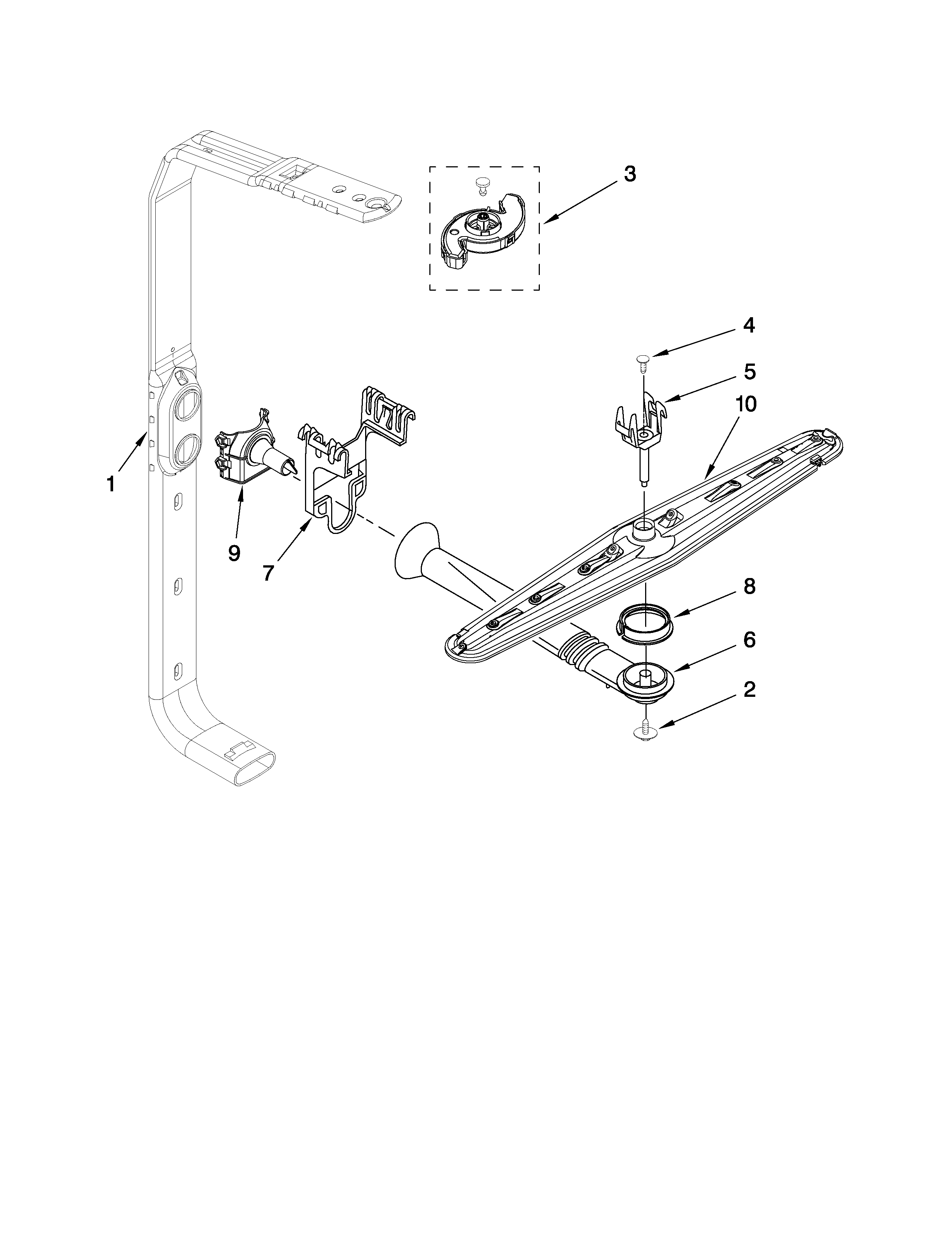 Kenmore 66513899K801 upper wash and rinse parts diagram