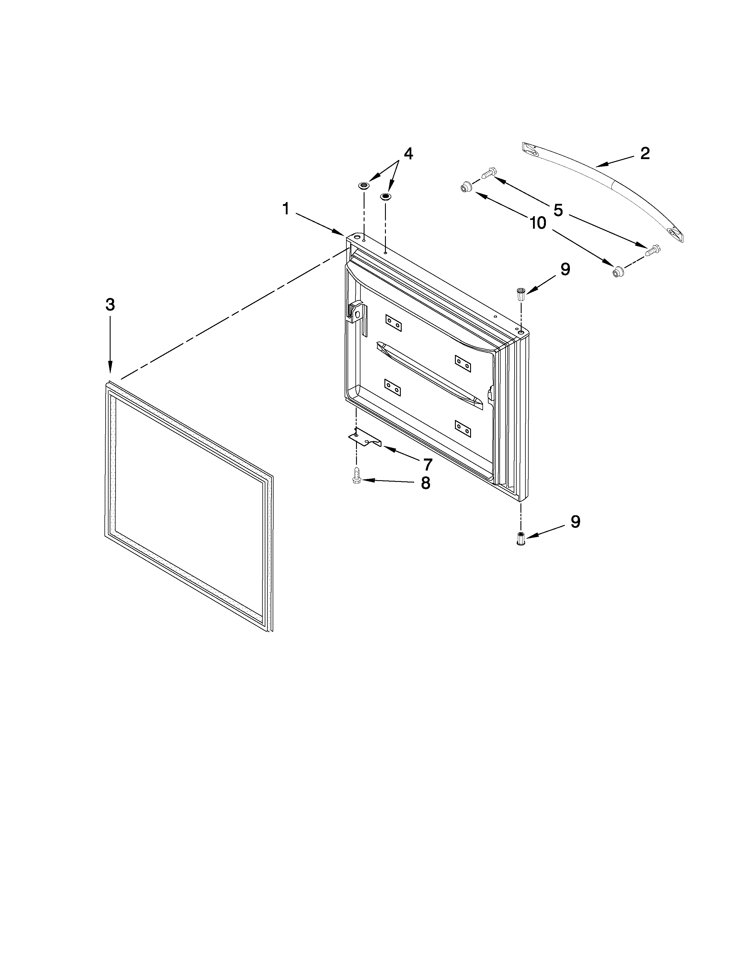 Kenmore 59668043802 freezer door parts diagram