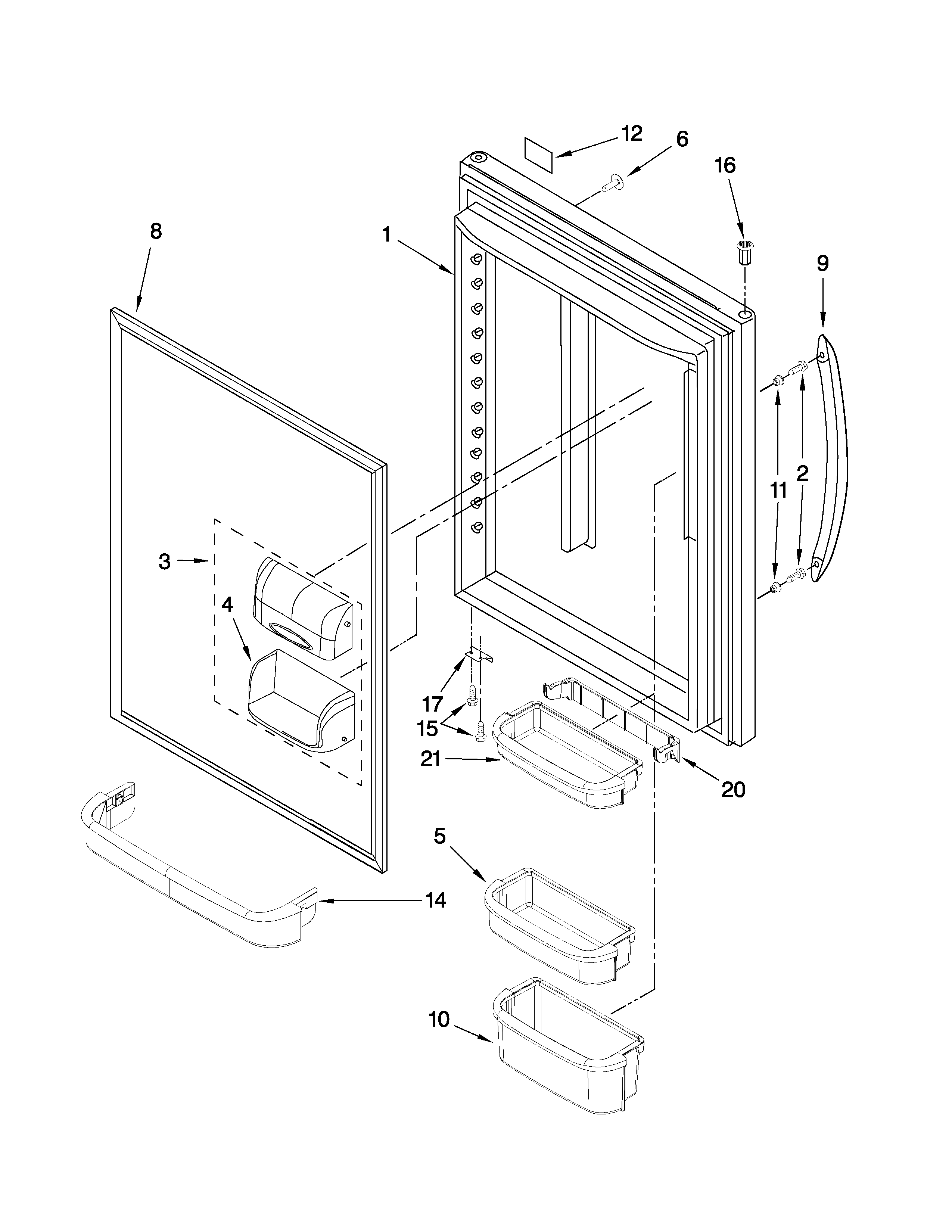 Kenmore 59668043802 refrigerator door parts diagram