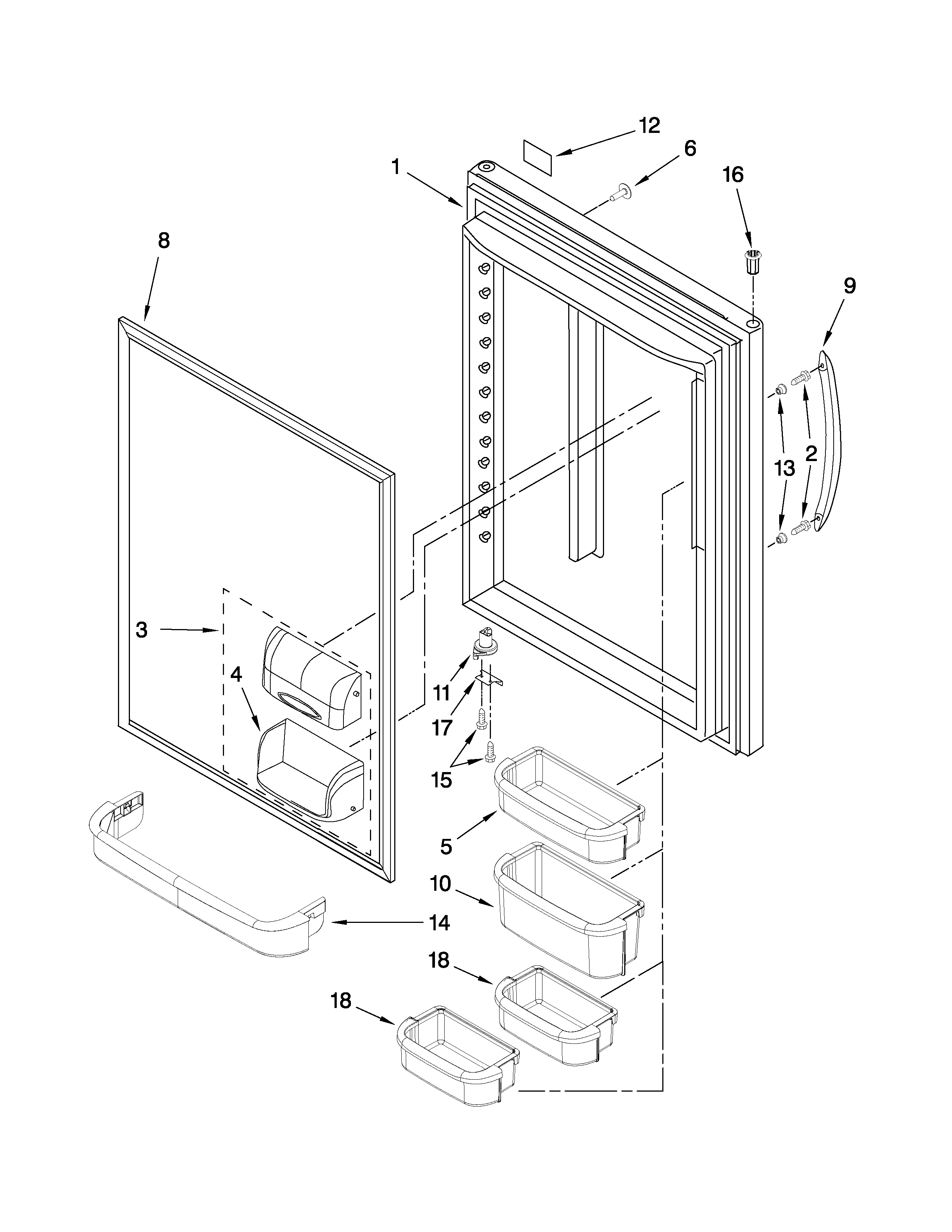 Kenmore Elite 59676059703 refrigerator door parts diagram