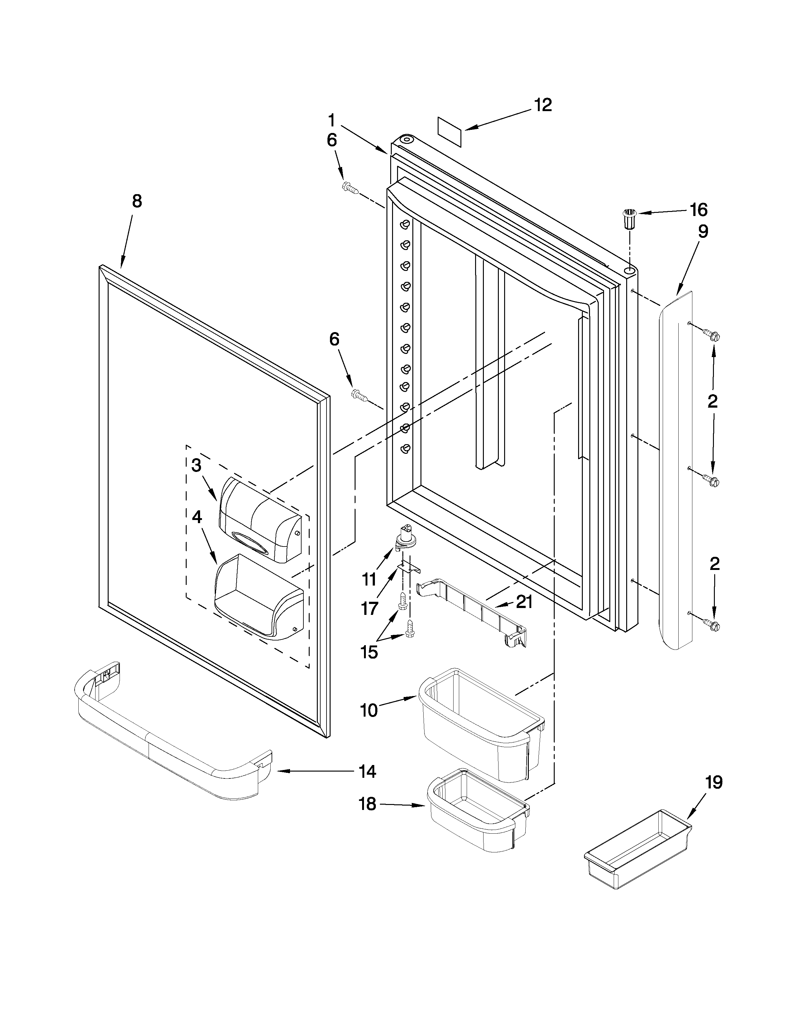 Kenmore 59666039603 refrigerator door parts diagram