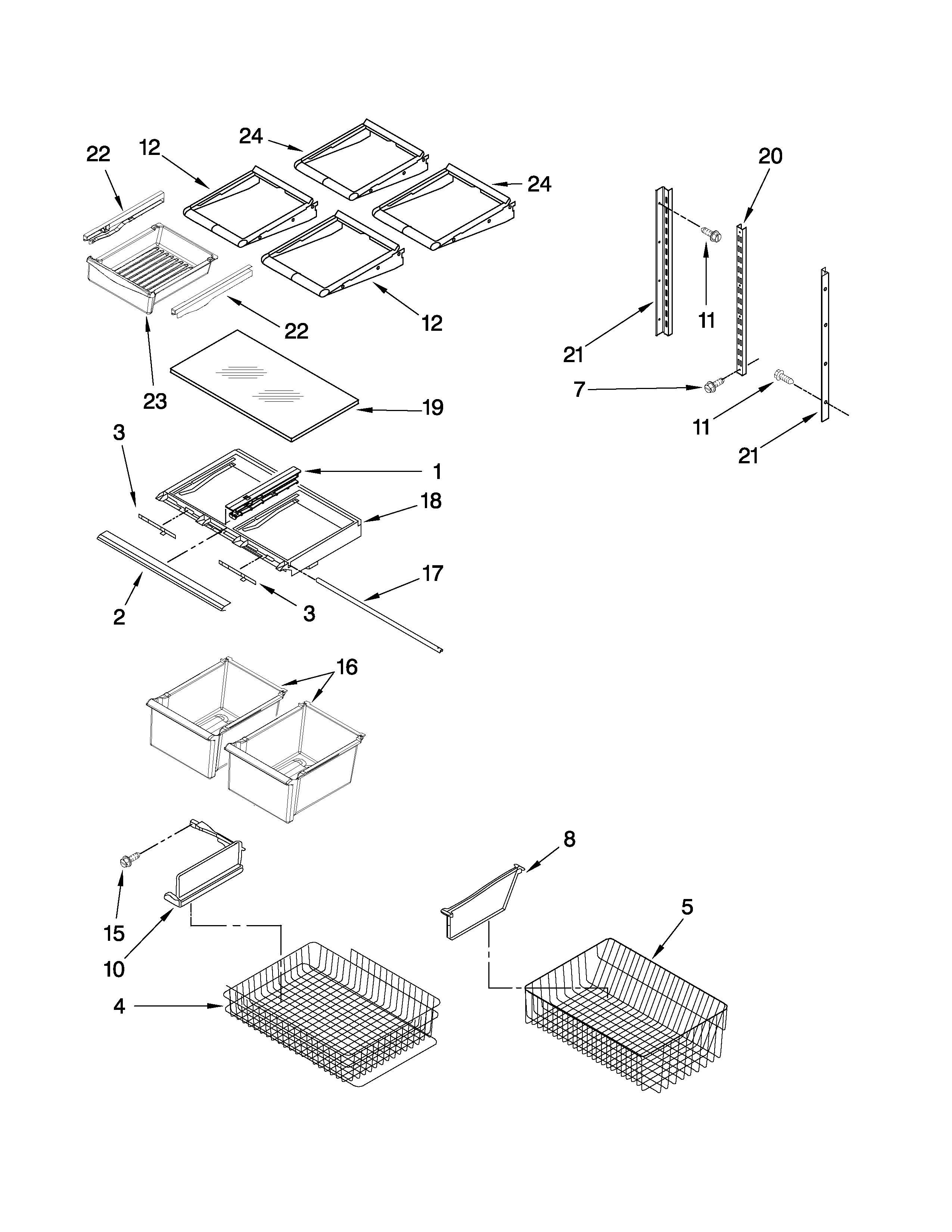 Kenmore 59666039603 shelf parts diagram