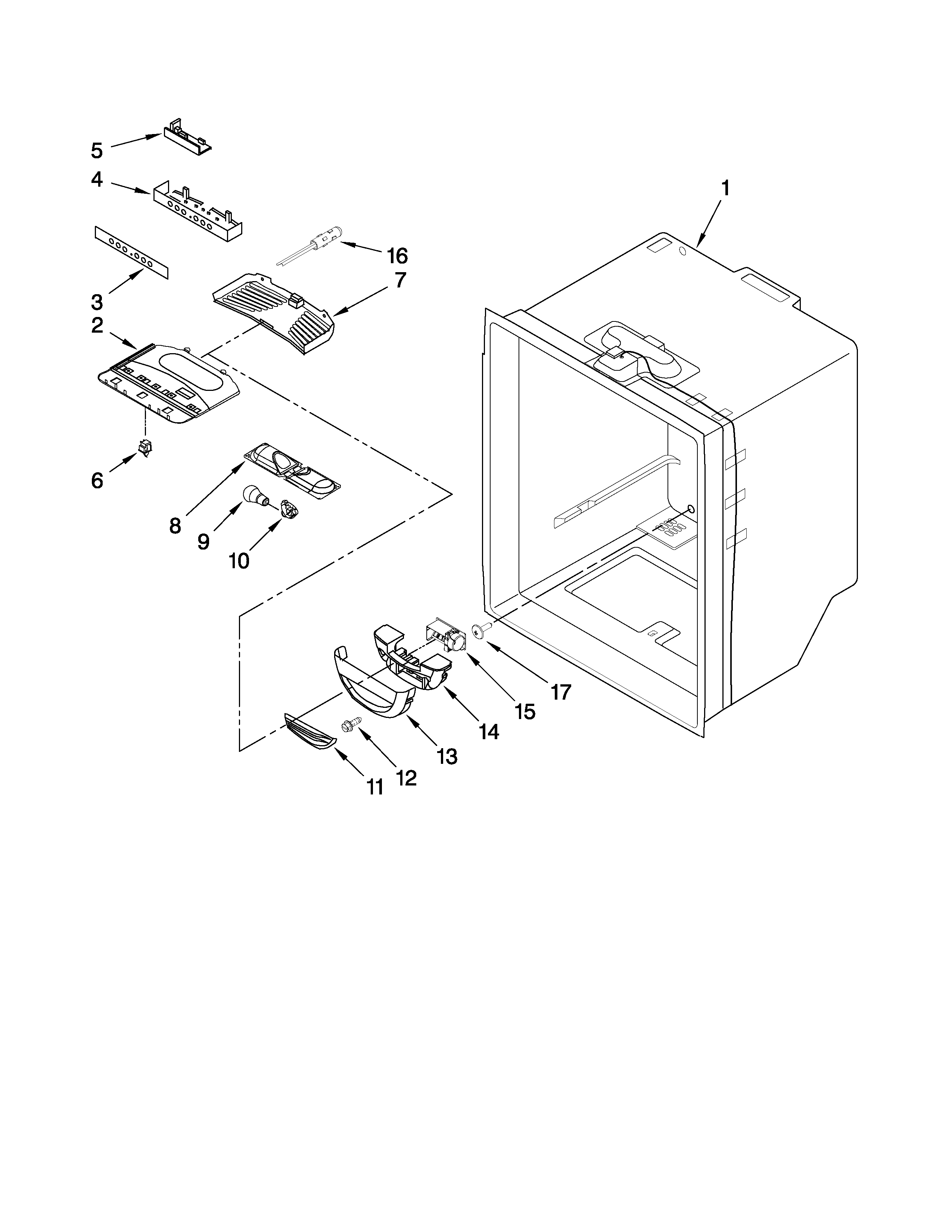 Kenmore 59666132703 refrigerator liner parts diagram