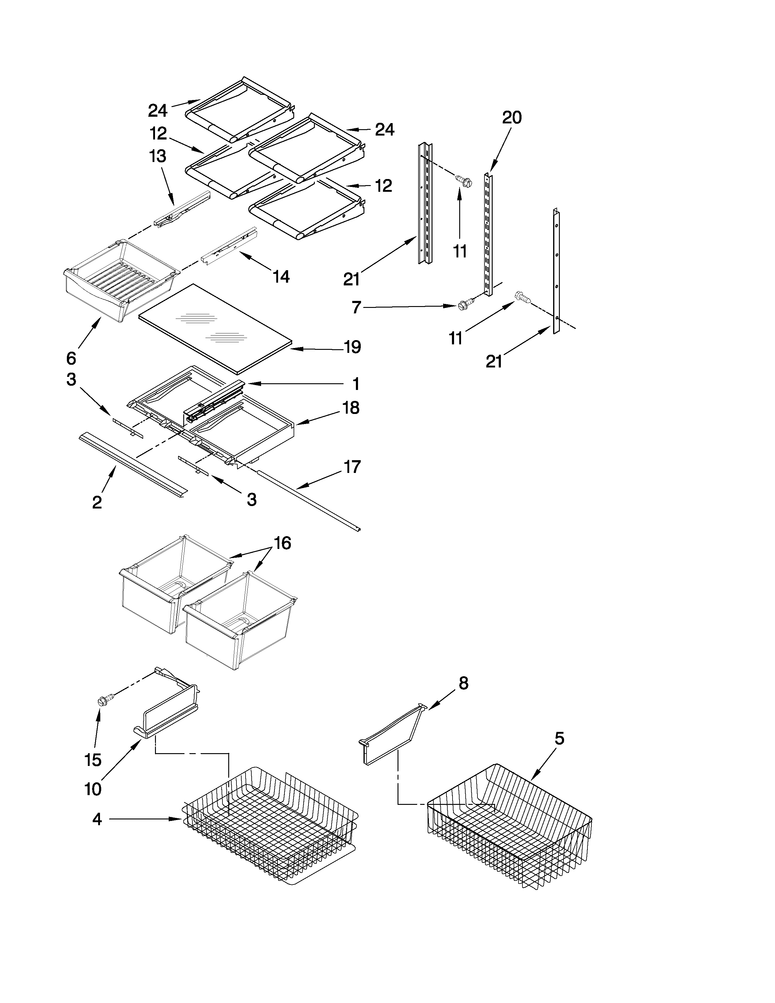 Kenmore 59666132703 shelf parts diagram