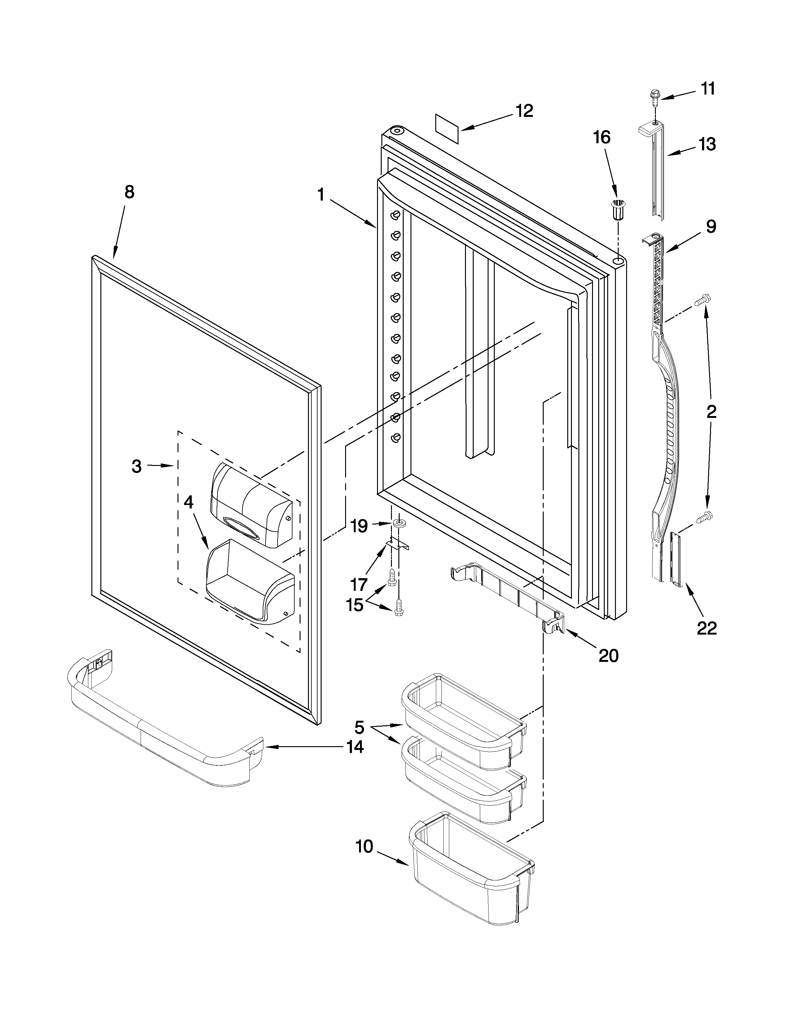 Kenmore 59665932405 refrigerator door parts diagram