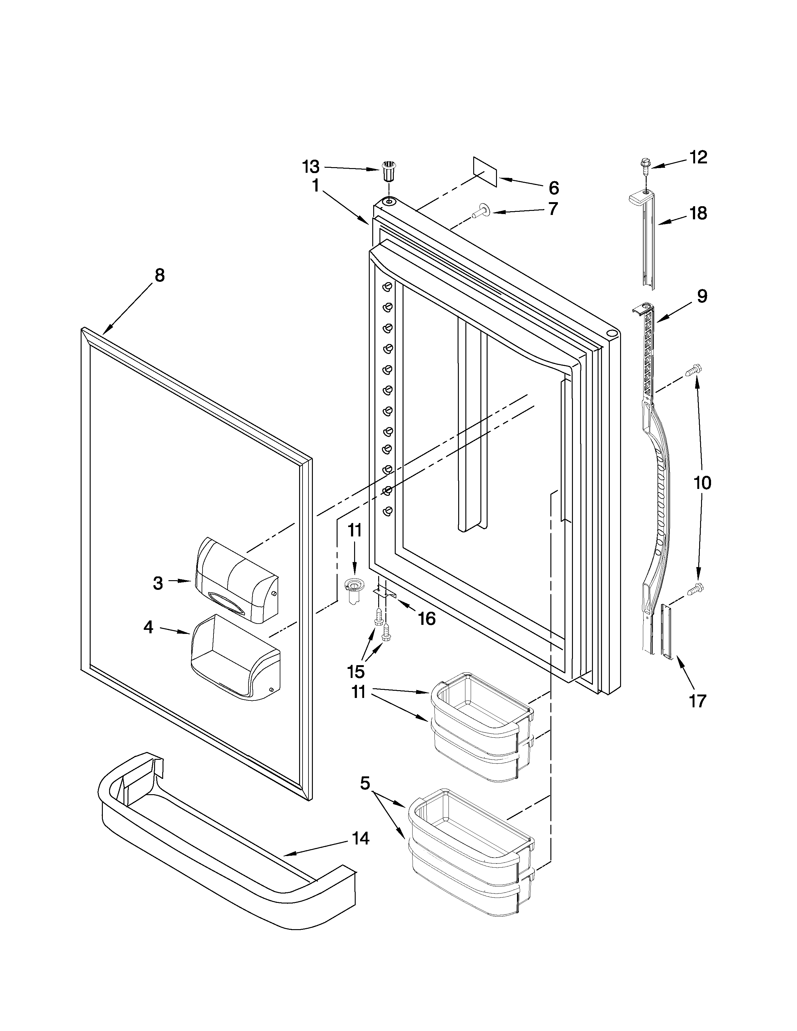 Kenmore 59667992603 refrigerator door parts diagram