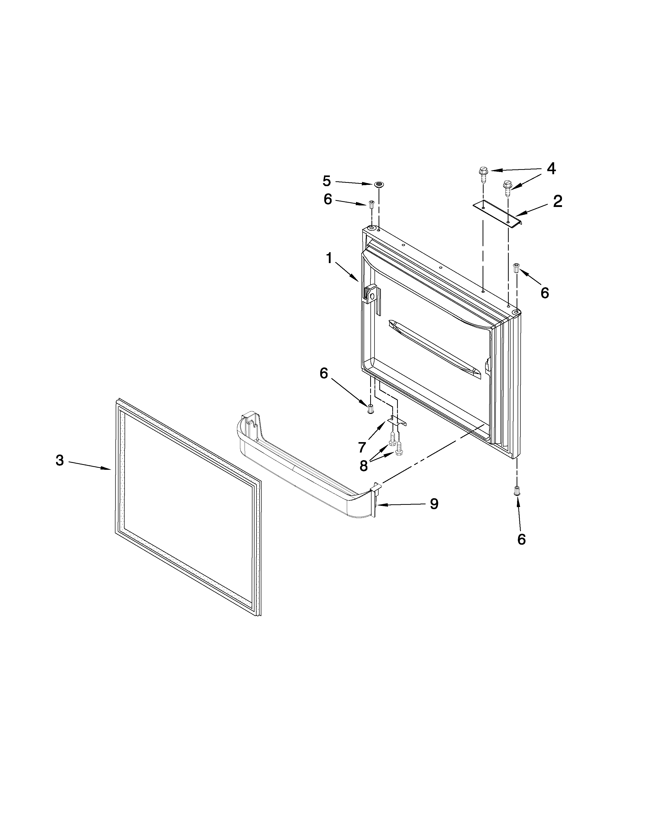 Kenmore 59667992603 freezer door parts diagram