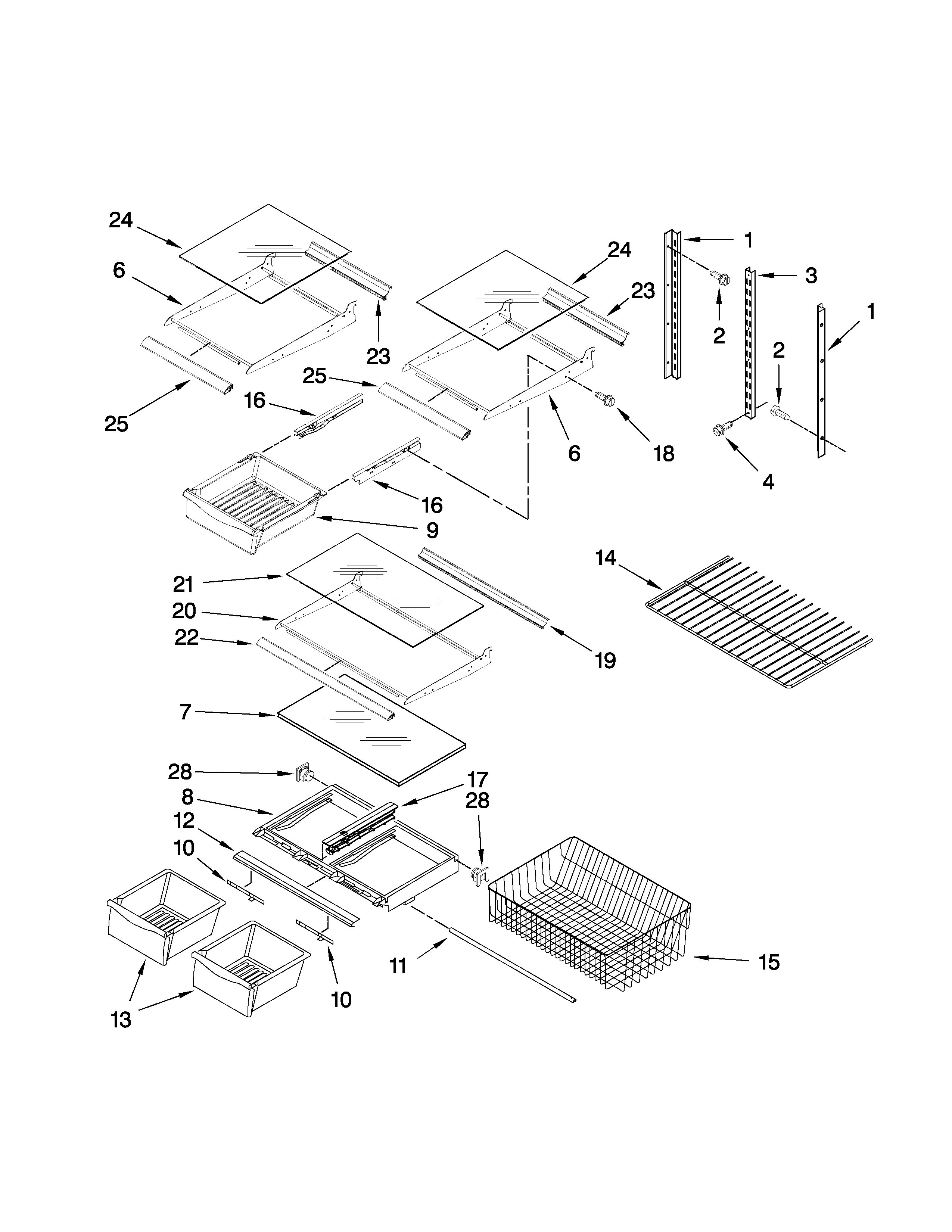 Kenmore 59667992603 shelf parts diagram