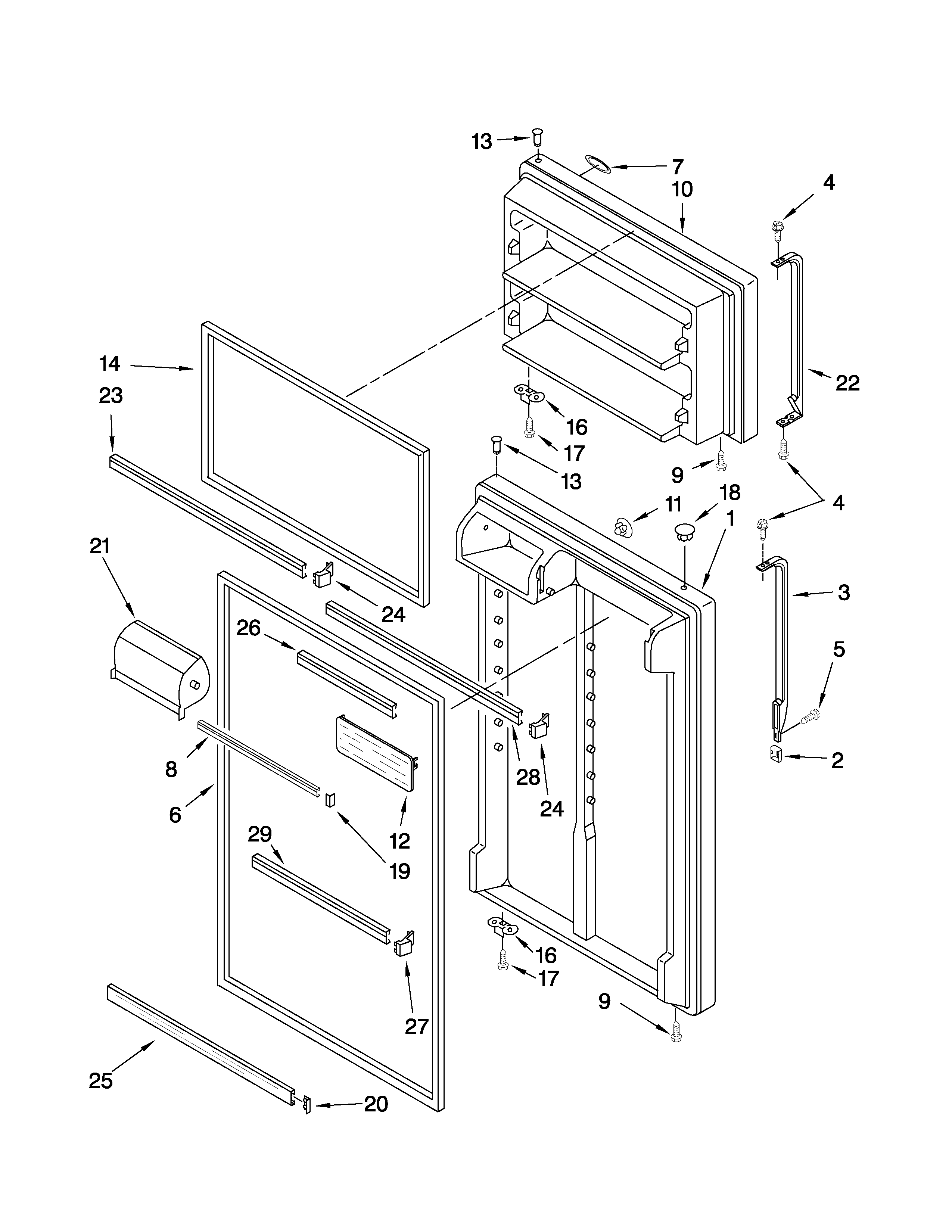 Kenmore 10670234902 door parts diagram
