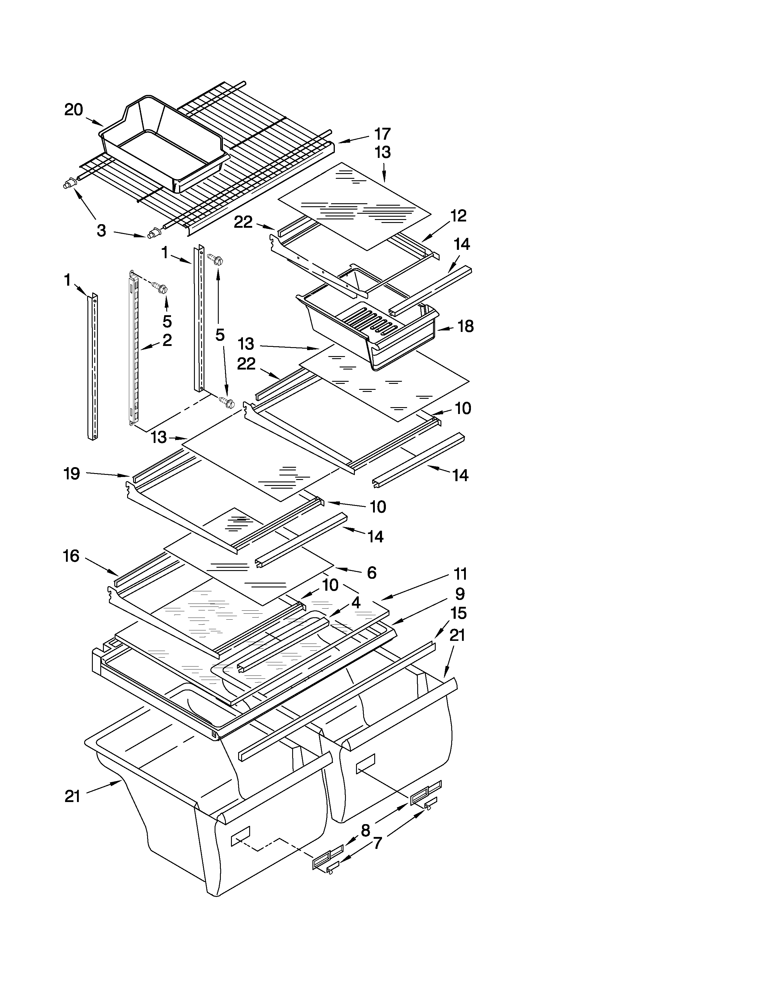 Kenmore 10670234902 shelf parts diagram