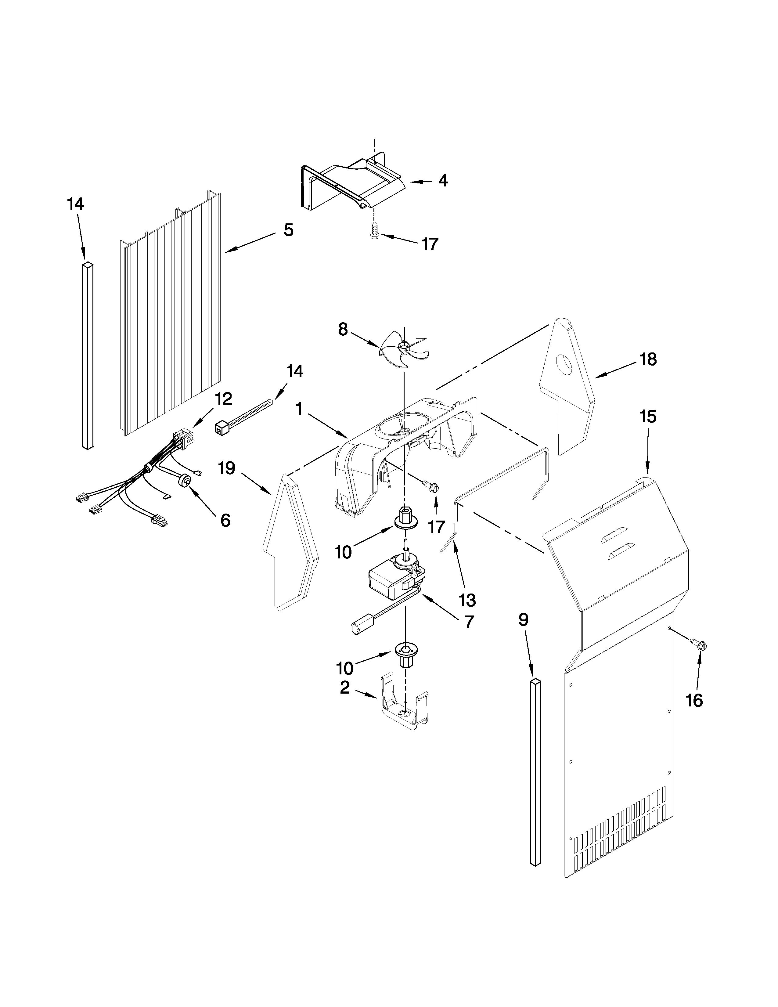 Kenmore Elite 10646029801 air flow parts diagram