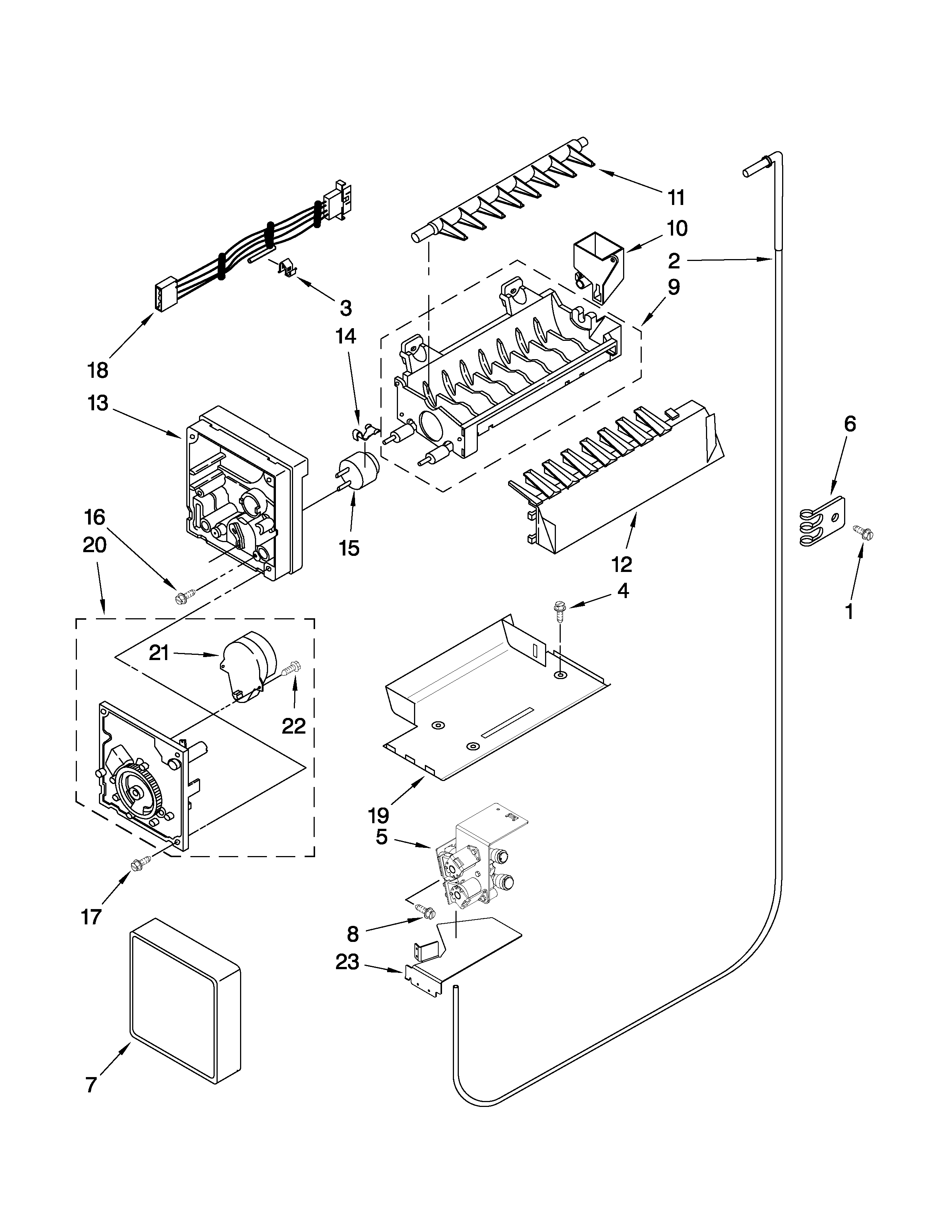 Kenmore Elite 10646029801 icemaker parts diagram