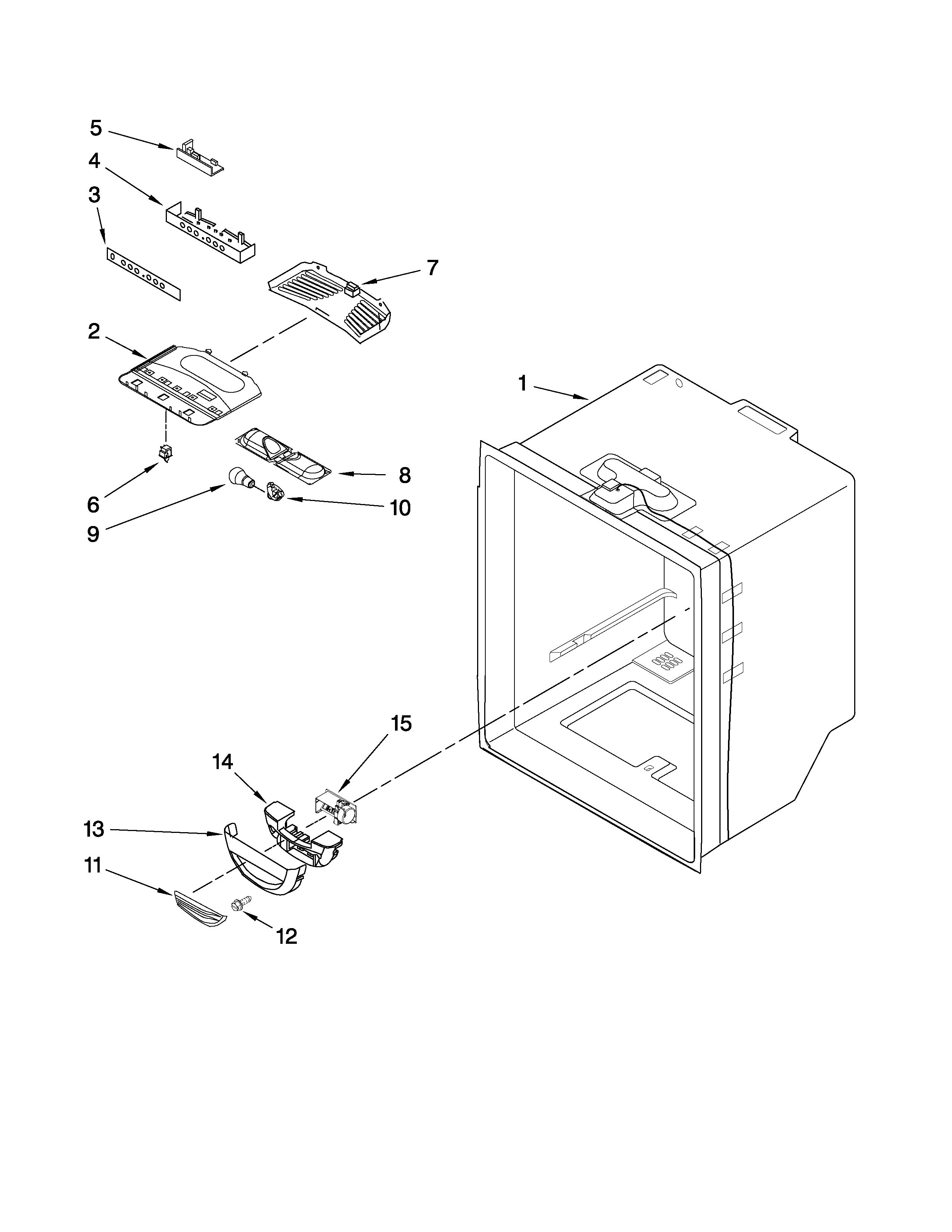 Kenmore Elite 59678572803 refrigerator liner parts diagram