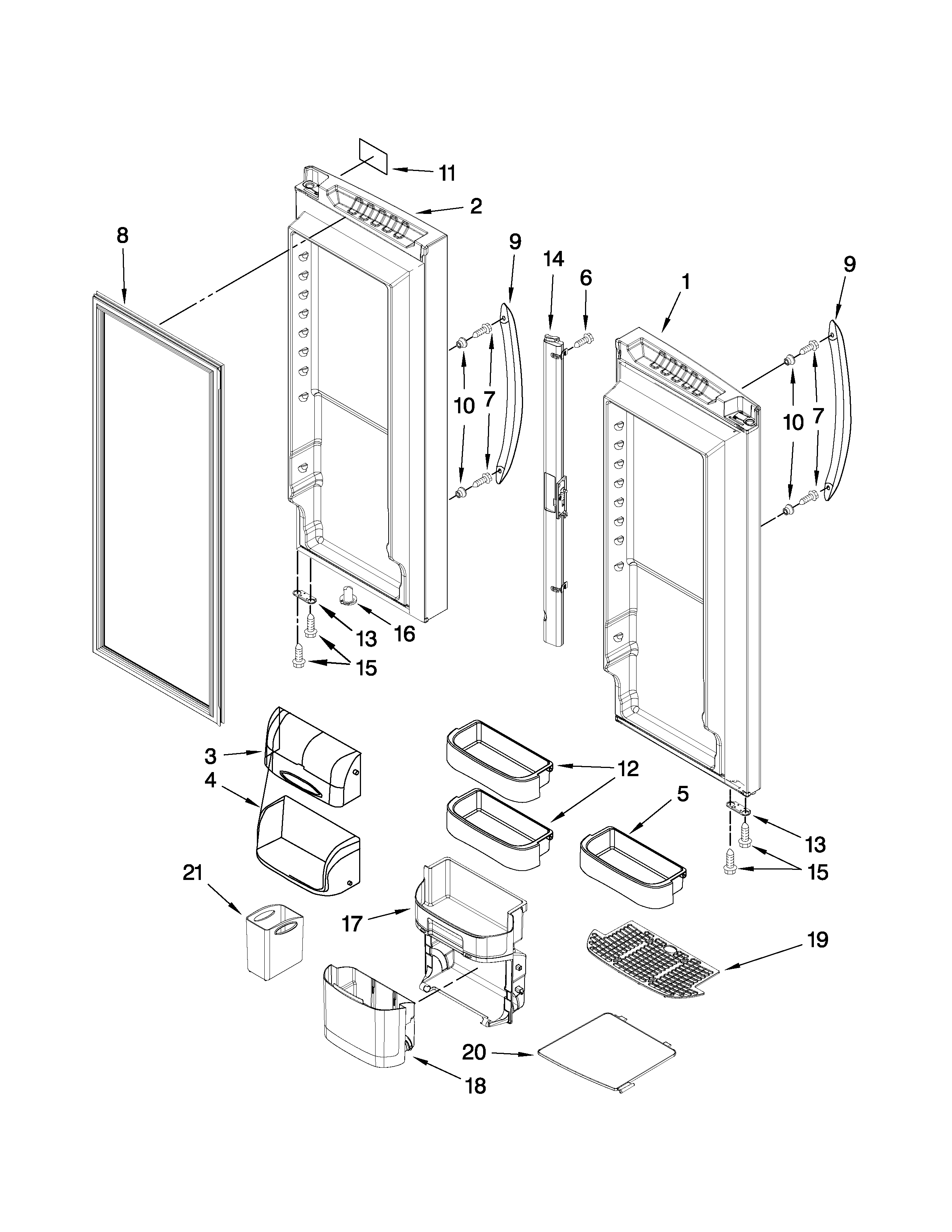 Kenmore Elite 59678582803 refrigerator door parts diagram