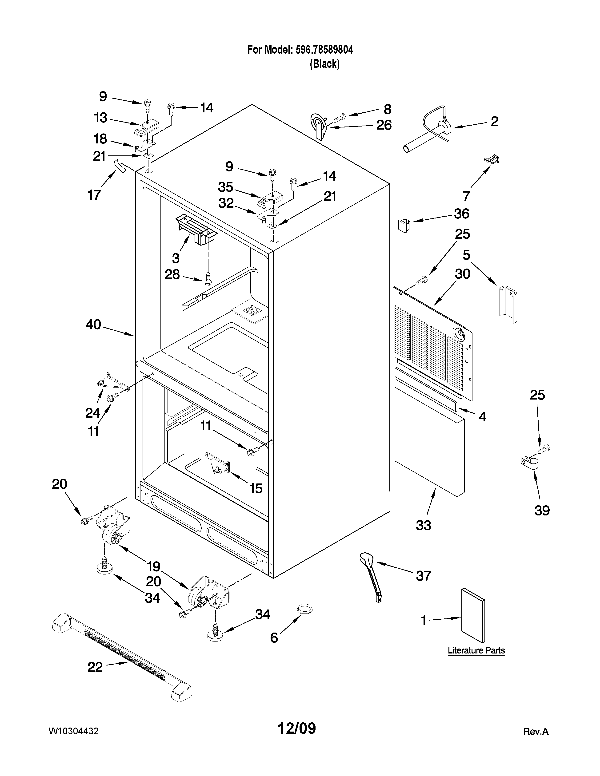 Kenmore Elite 59678589804 cabinet parts diagram