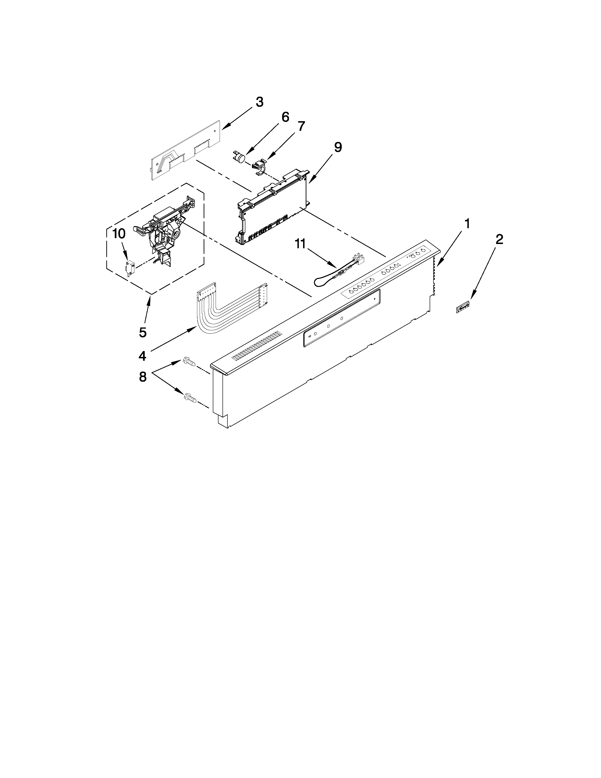 Kenmore Elite 66513183K802 control panel parts diagram