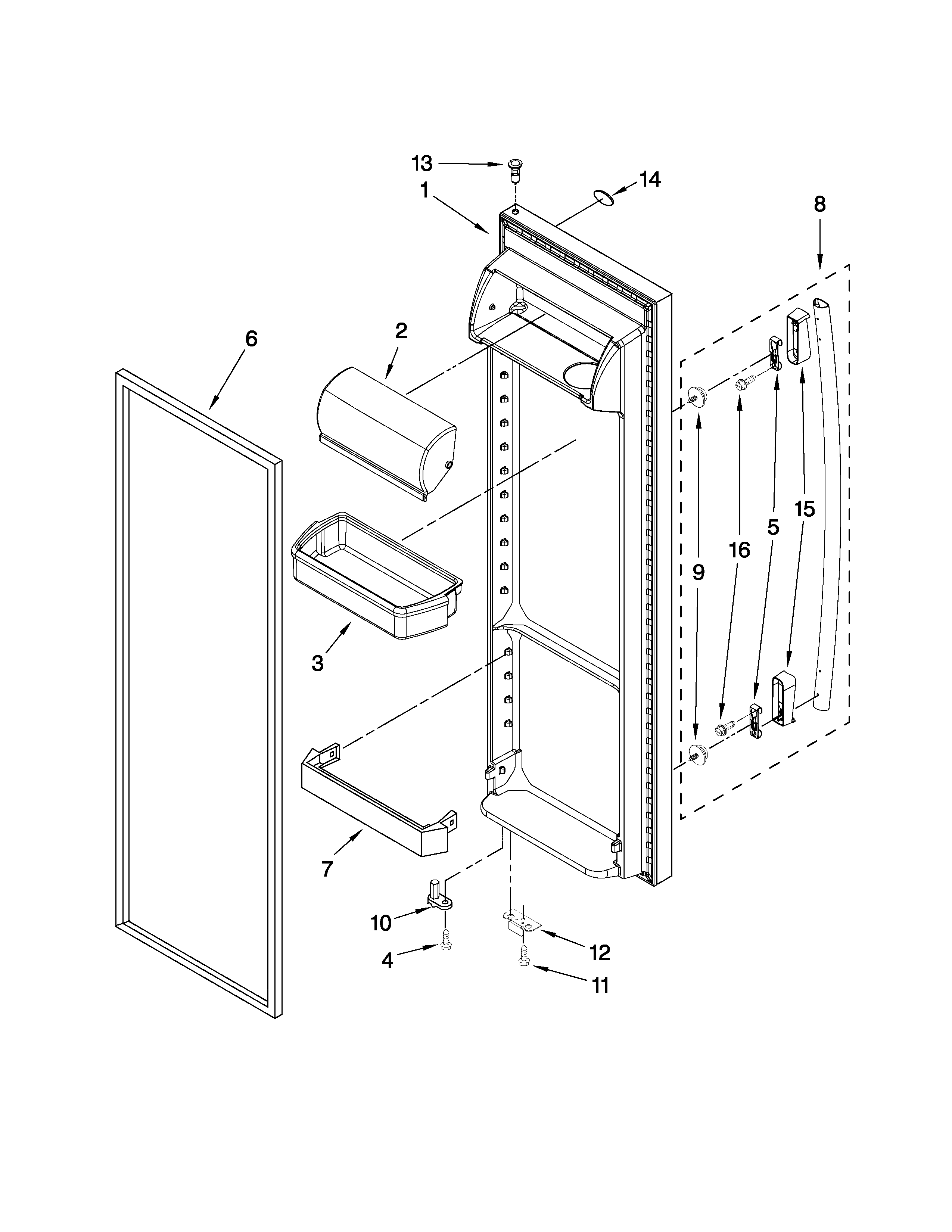 Kenmore 10658029802 refrigerator door parts diagram